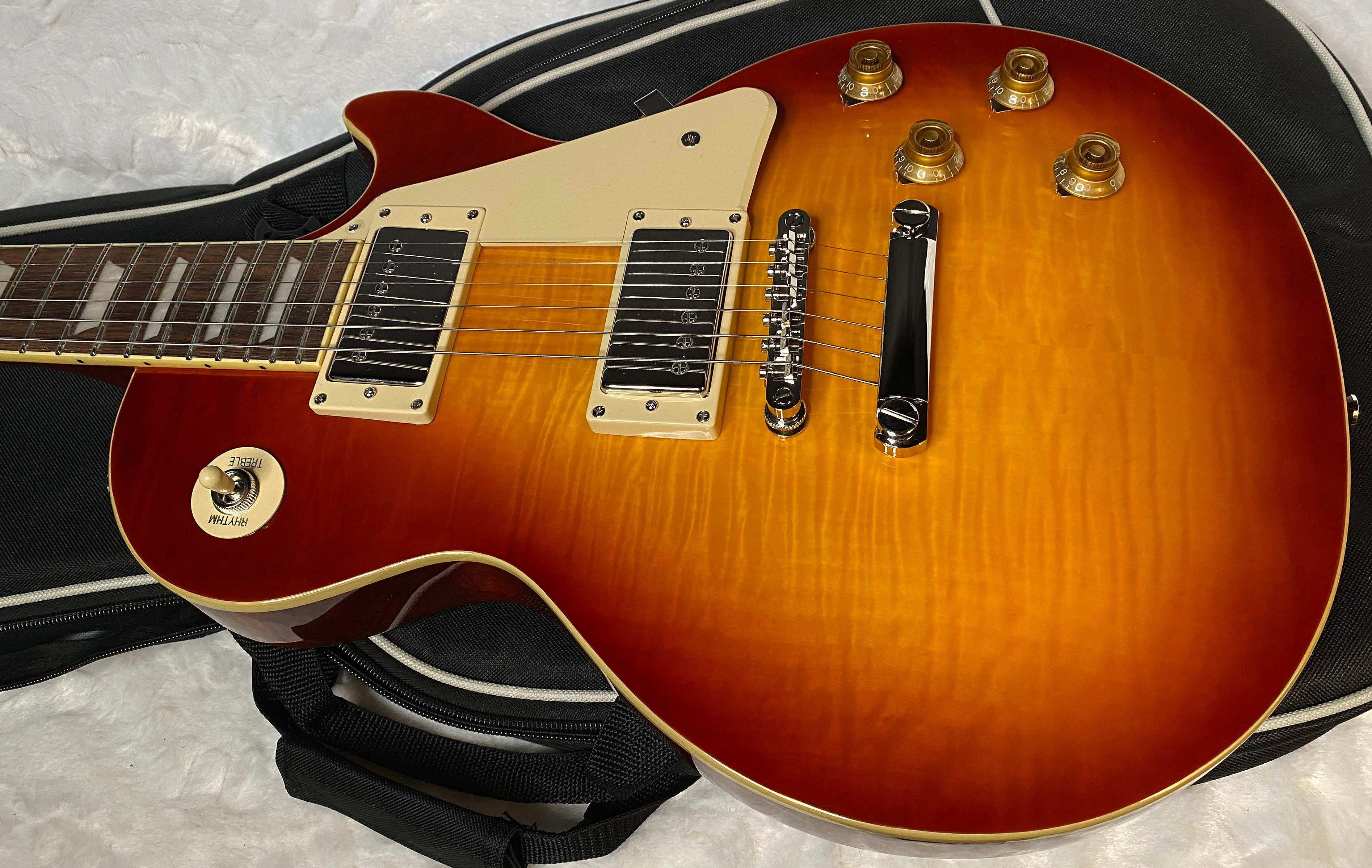 Epiphone Les Paul Standard '50s Electric Guitar - Washed Cherry Sunburst - Beautiful Flame - Only 8.7lbs - Gig Bag - Authorize Dealer - G05178