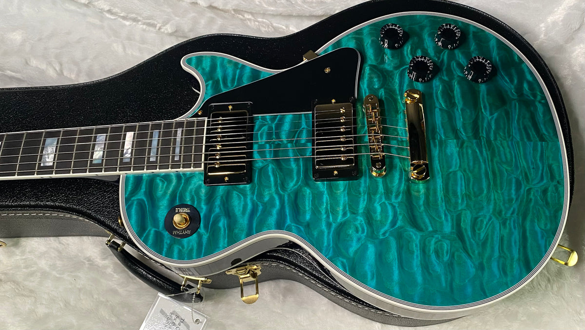 NEW! Gibson Dealer Select Custom Shop Les Paul Custom AAAAA Quilt 5AQ - Aqua Blue - Authorized Dealer - Best Quilt Top We Haver EVER SEEN!!! - G07295