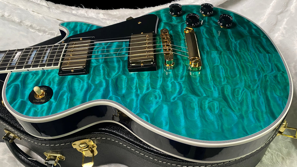 NEW! Gibson Dealer Select Custom Shop Les Paul Custom AAAAA Quilt 5AQ - Aqua Blue - Authorized Dealer - Best Quilt Top We Haver EVER SEEN!!! - G07295