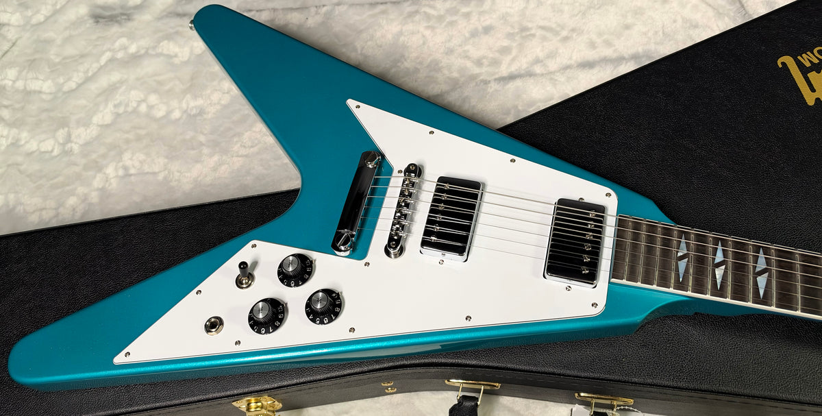 NEW Gibson Custom Limited Edition 1969 Flying V Reissue Electric Guitar - Gloss Aqua Mist - 6.5 lbs - Authorized Dealer - G07975