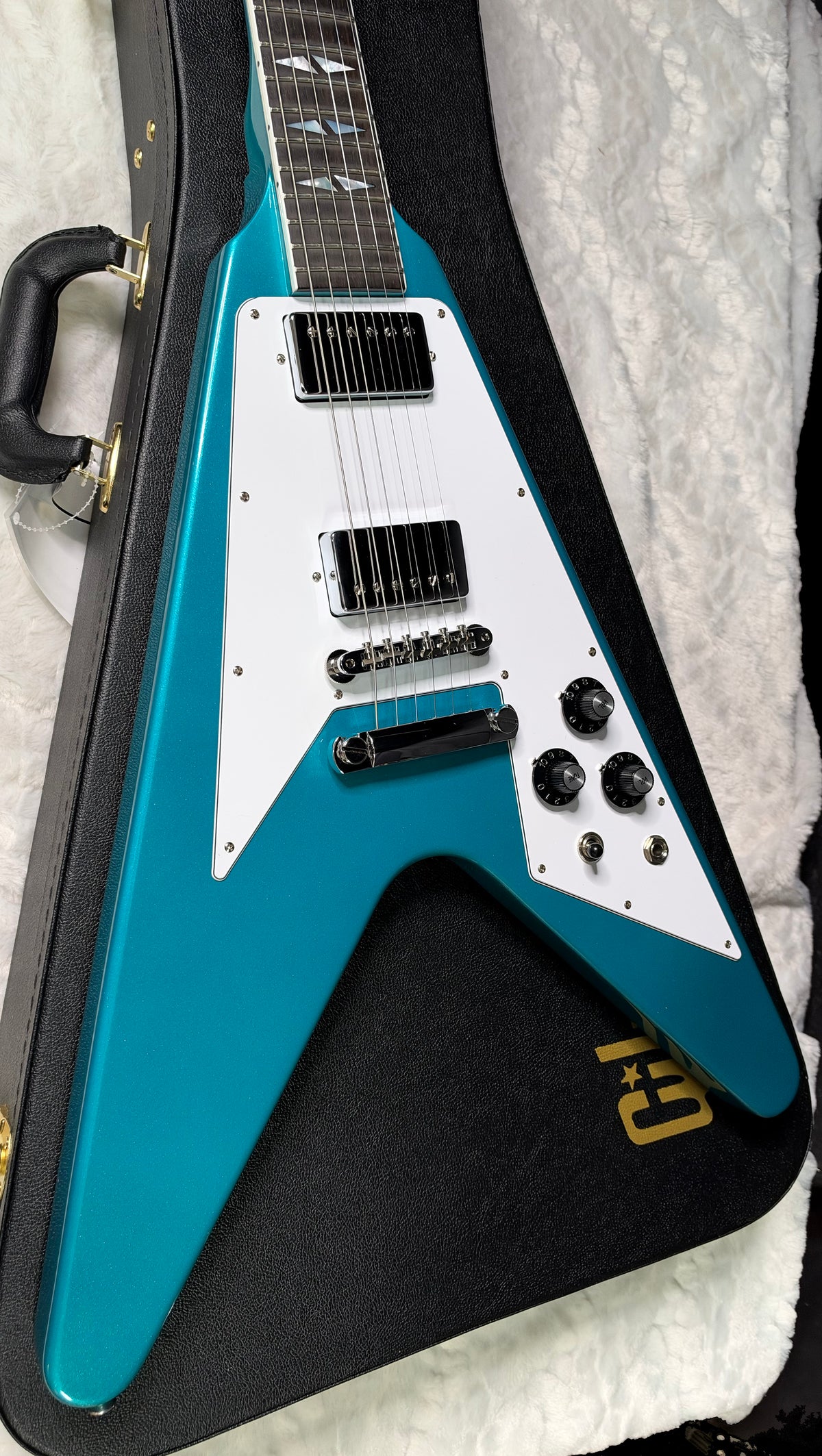 NEW Gibson Custom Limited Edition 1969 Flying V Reissue Electric Guitar - Gloss Aqua Mist - 6.5 lbs - Authorized Dealer - G07975