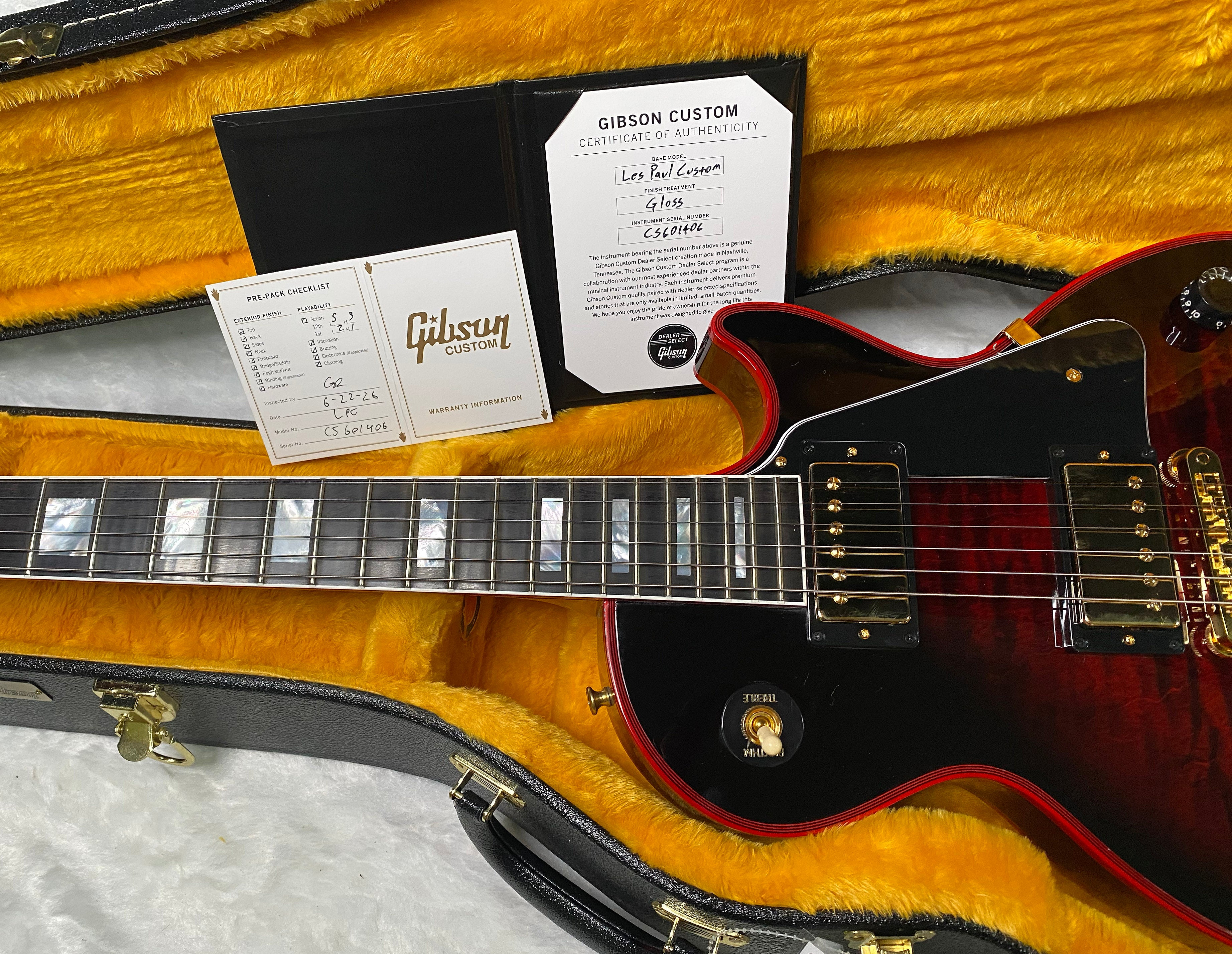 NEW! Gibson Dealer Select Custom Shop Les Paul Custom Red Widow AAA Figured Flame Top - Authorized Dealer - 10 lbs - G07343