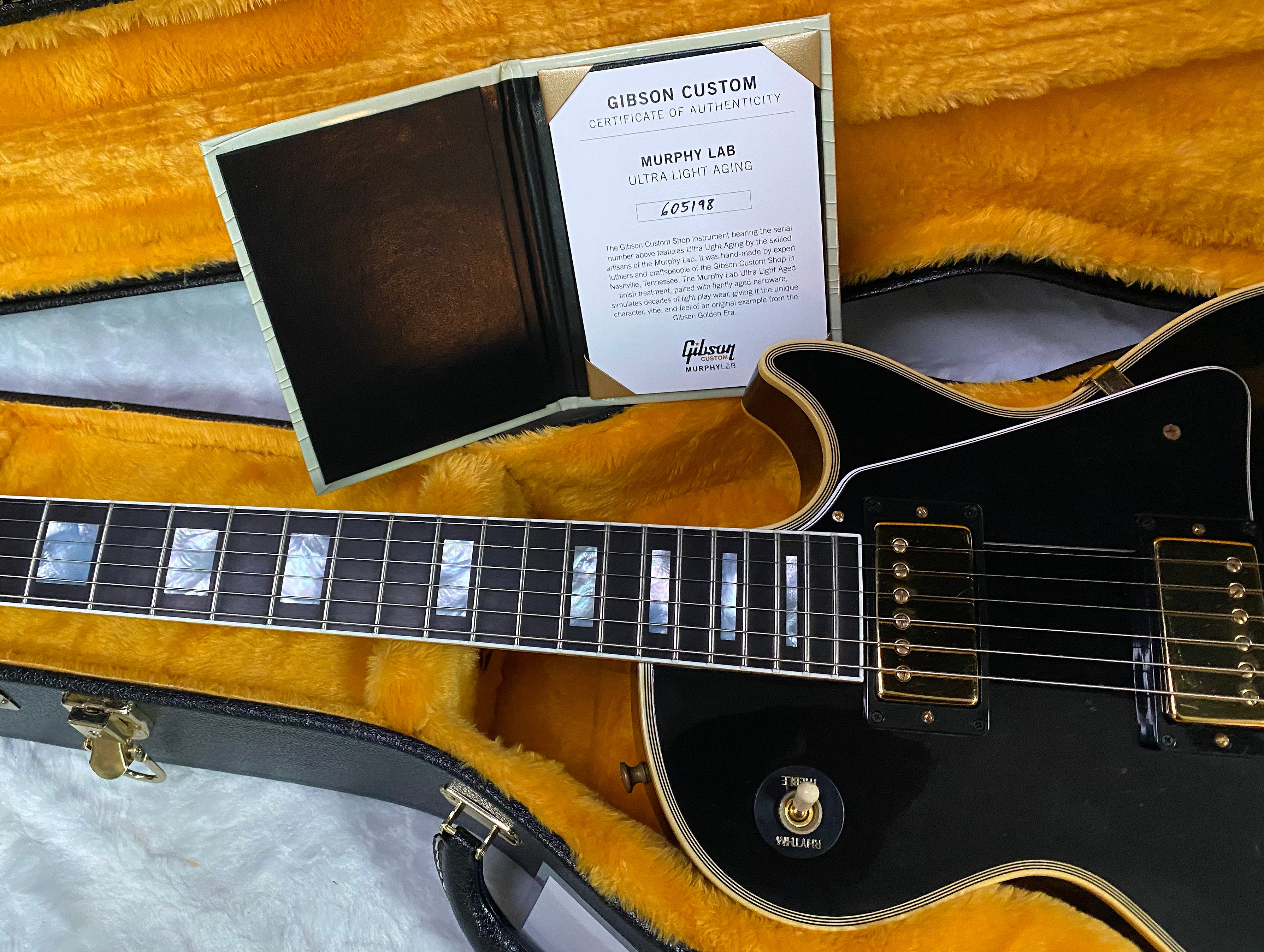 NEW! Gibson Custom Shop Murphy Lab '68 Les Paul Custom Reissue Ultra Light Aged Ebony Authorized Dealer - 9.6 lbs - G07313