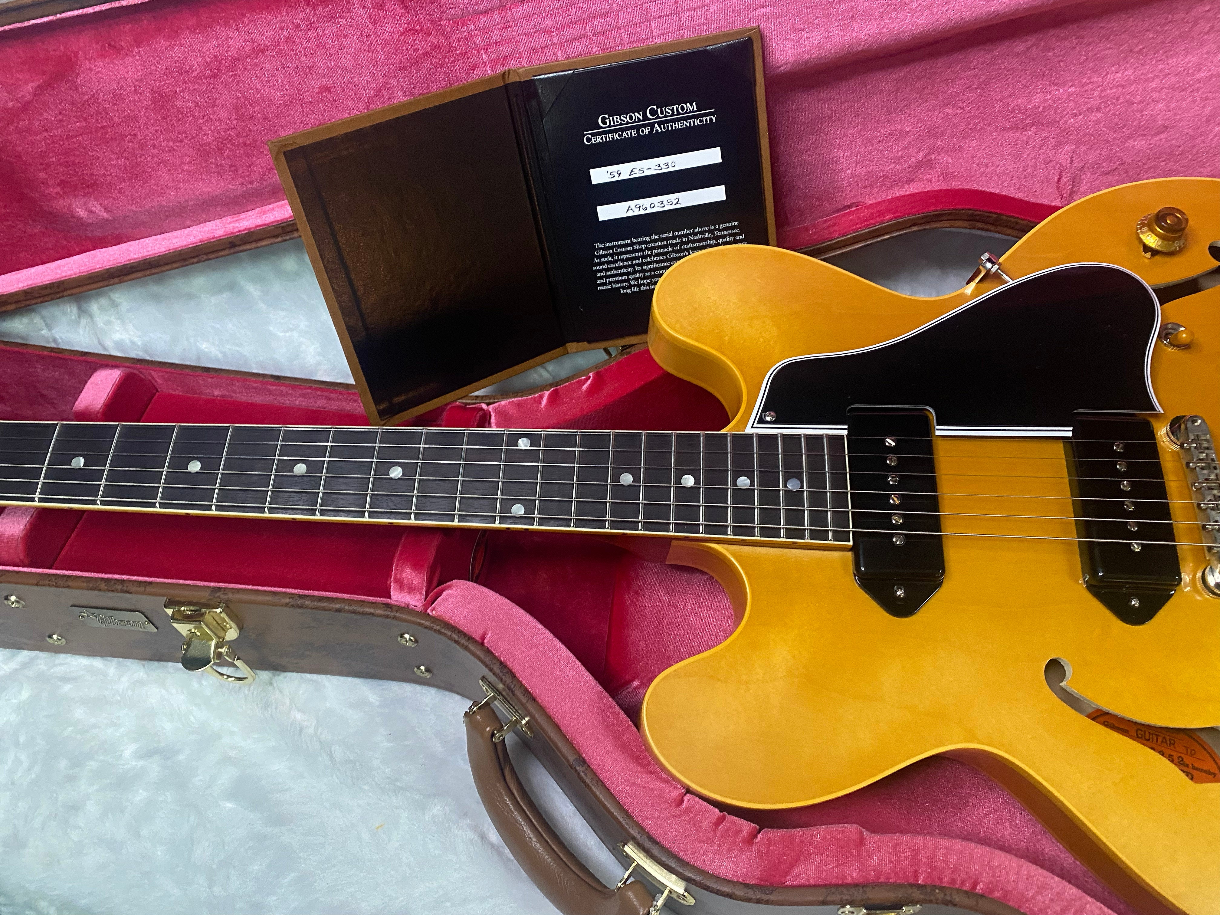 NEW! Gibson Custom 1959 ES-330 Reissue Electric Guitar - Vintage Natural, VOS - Authorized Dealer - Only 6.4 lbs - In-Stock! G07362
