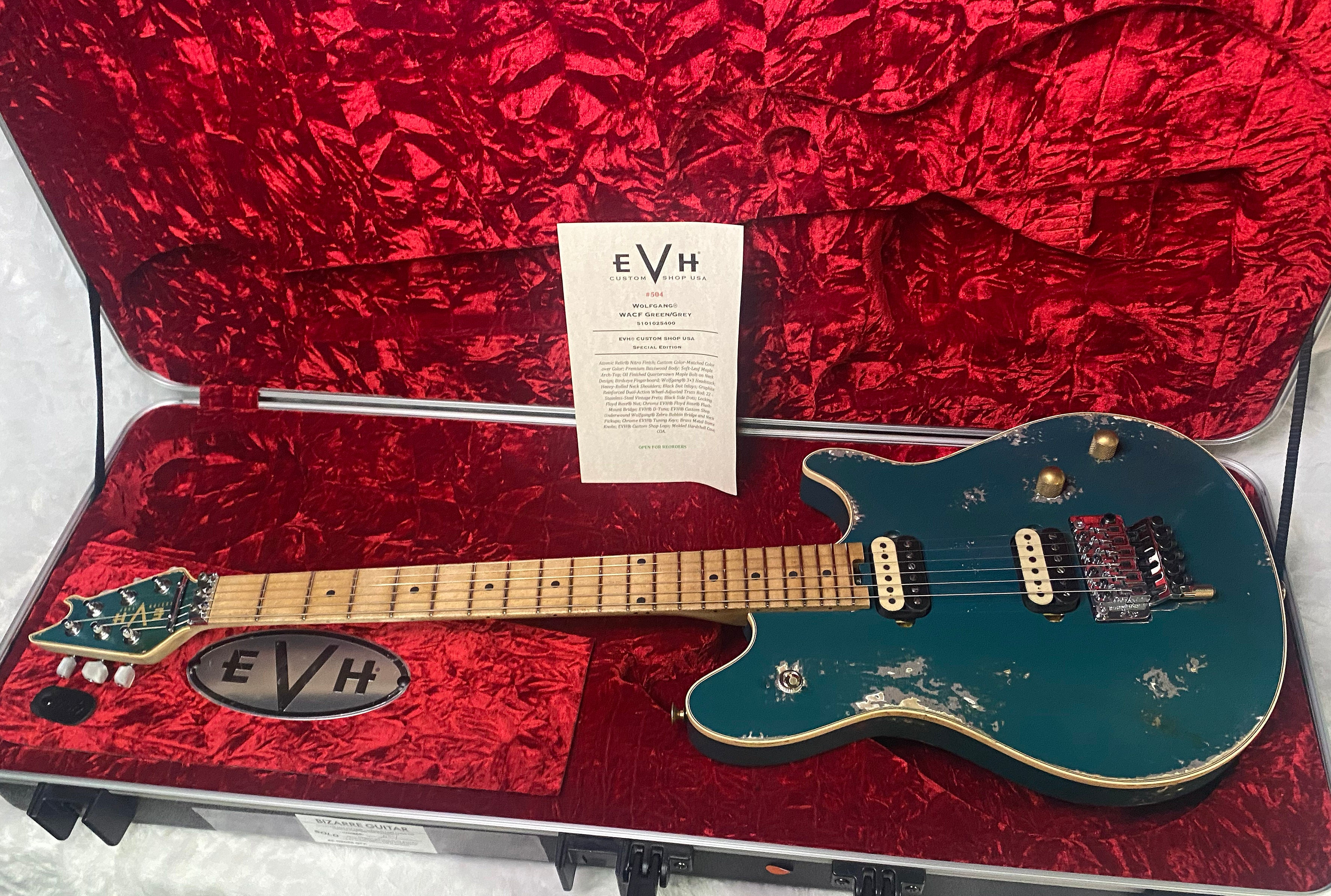 NEW! EVH Custom Shop USA Wolfgang WACF Limited Edition Relic - 2026 Dealer Event - Grey / Green - 7.6 lbs - ULTRA RARE! Authorized Dealer - G07363