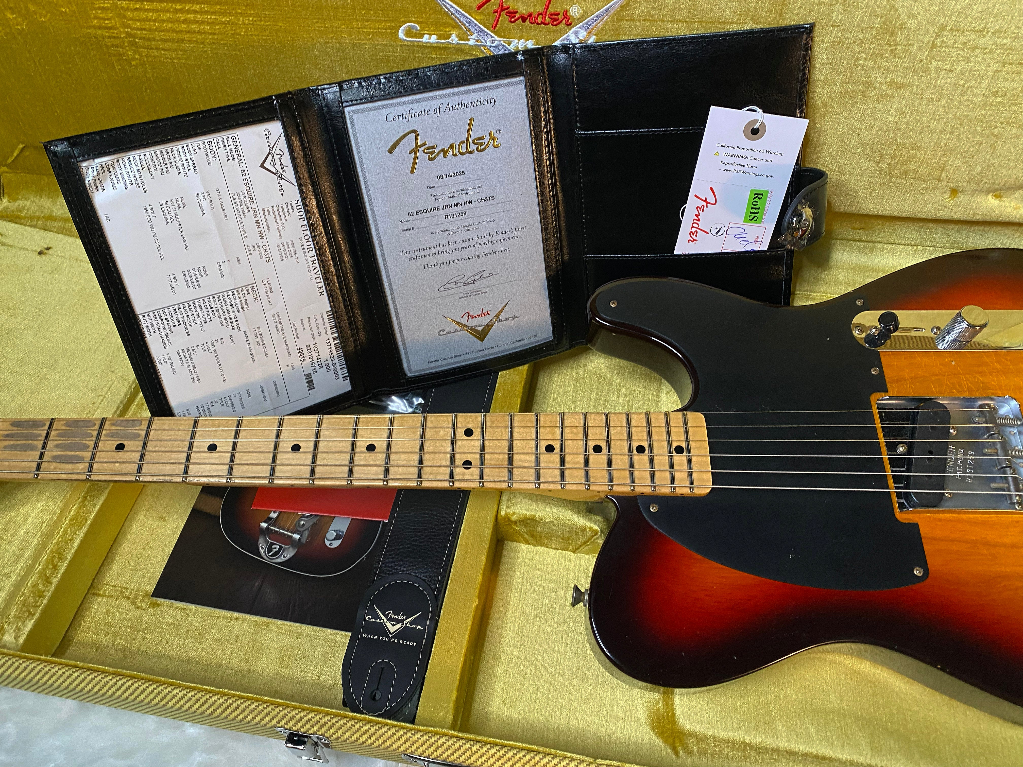 NEW! Fender '52 Journeyman Relic Limited Edition Esquire - Handwound PU's - Custom Shop - Authorized Dealer - Chocolate 3-Tone Sunburst - 7.8 lbs - G05906