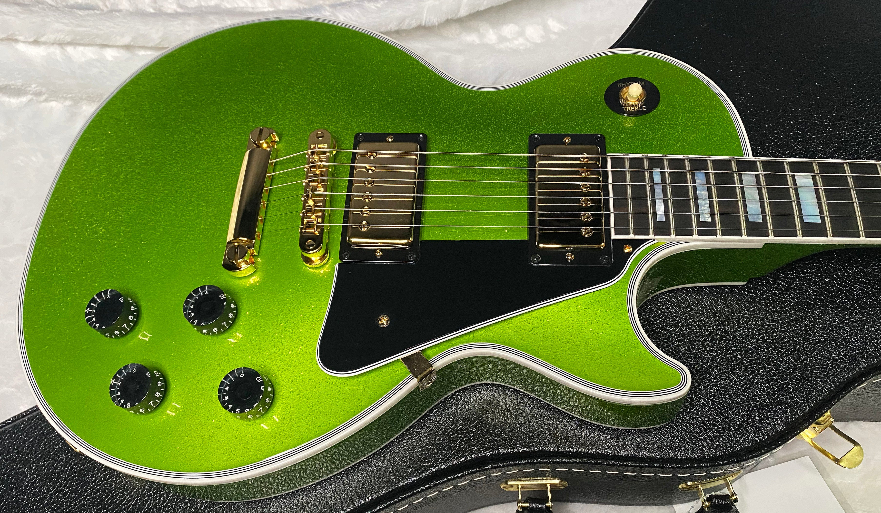 NEW! Gibson Made 2 Measure Custom Shop Les Paul M2M Gekko Green Sparkle - Custombucker Pick-Ups - Only 8.6lbs - Authorized Dealer - G07382