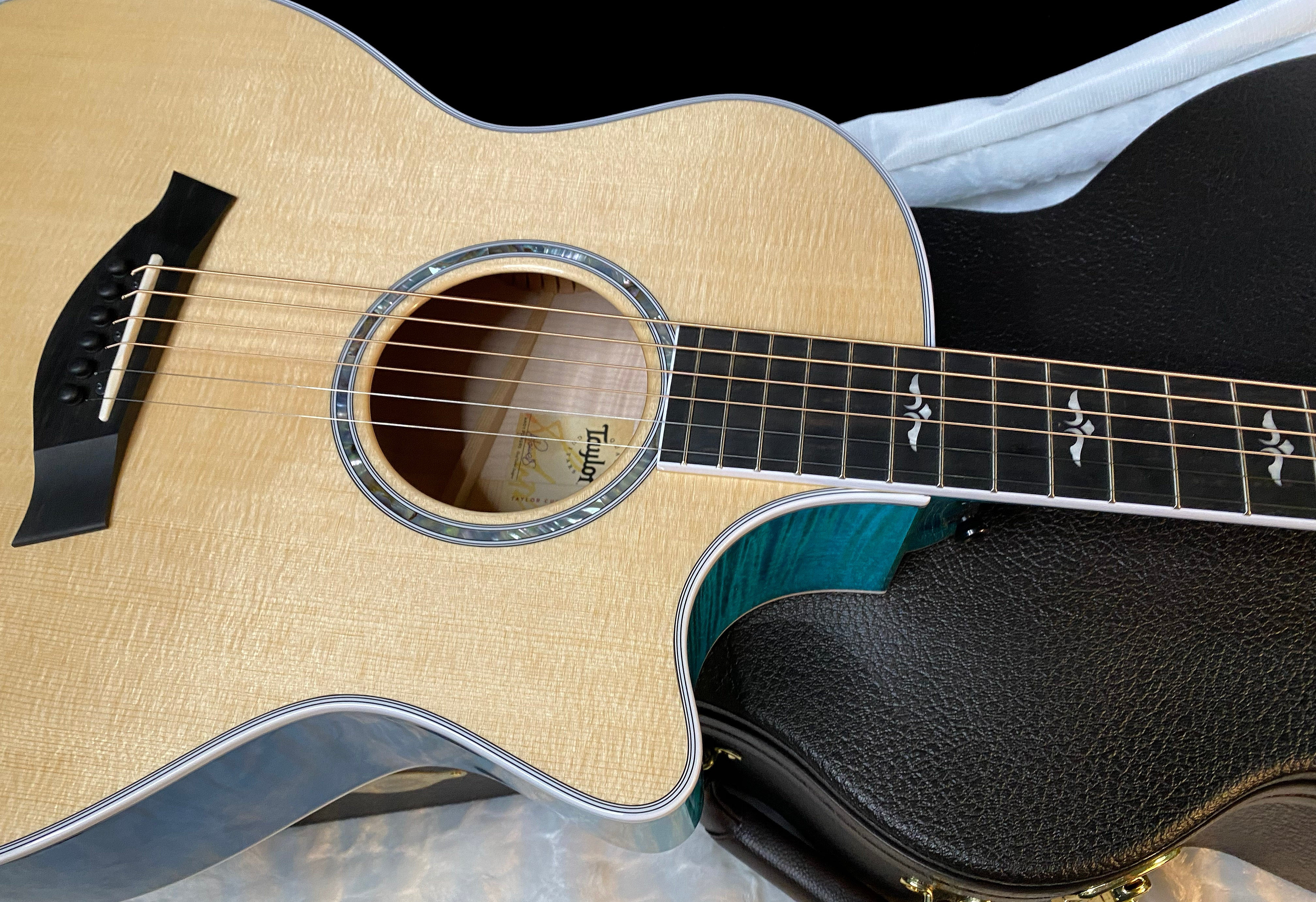 NEW ! Taylor 614ce Custom Acoustic-Electric Guitar - Natural Top - Blue Fade Back and Sides - AAAAA Flamed Maple - Authorized Dealer - G05921 - 4.8lbs