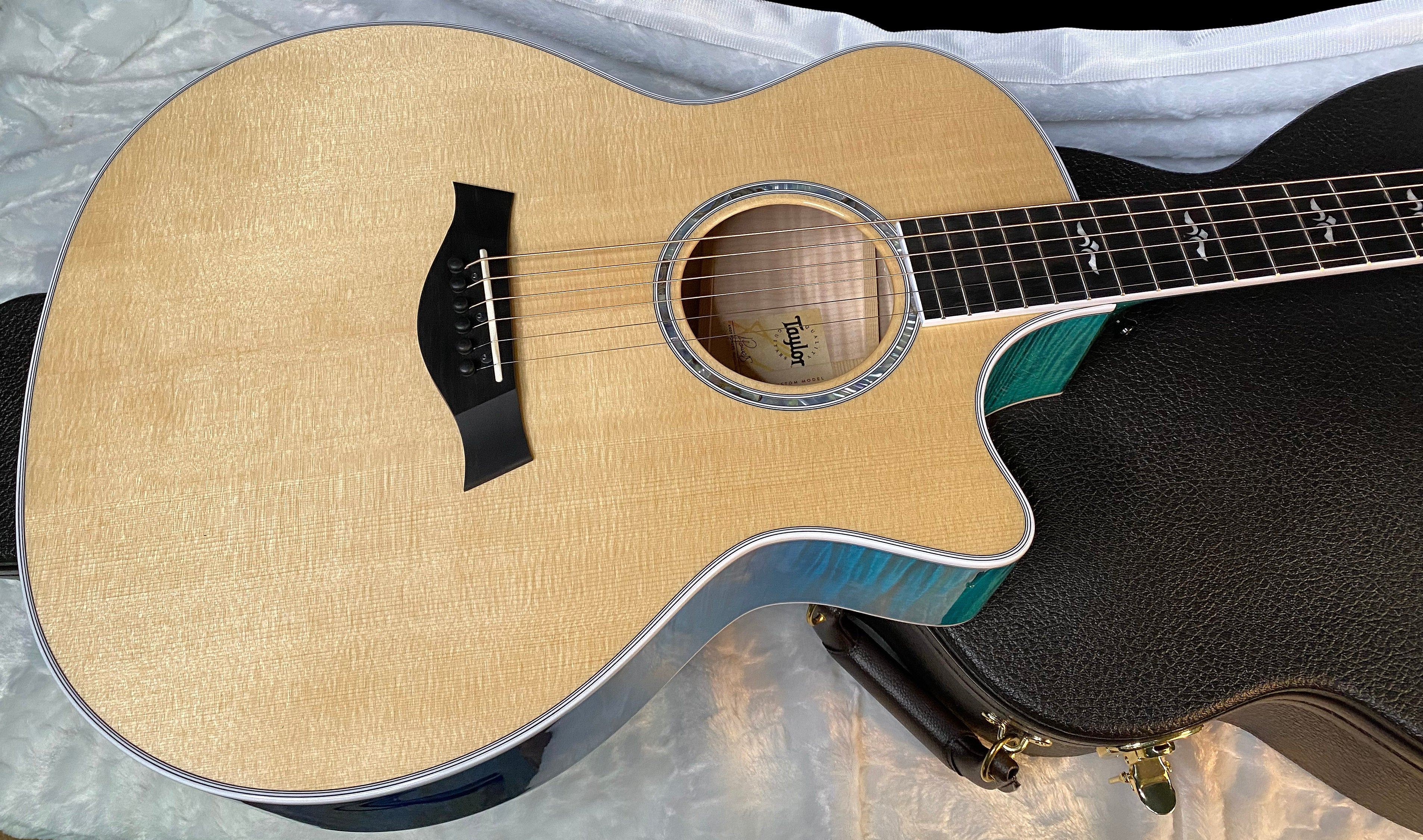 NEW ! Taylor 614ce Custom Acoustic-Electric Guitar - Natural Top - Blue Fade Back and Sides - AAAAA Flamed Maple - Authorized Dealer - G05921 - 4.8lbs
