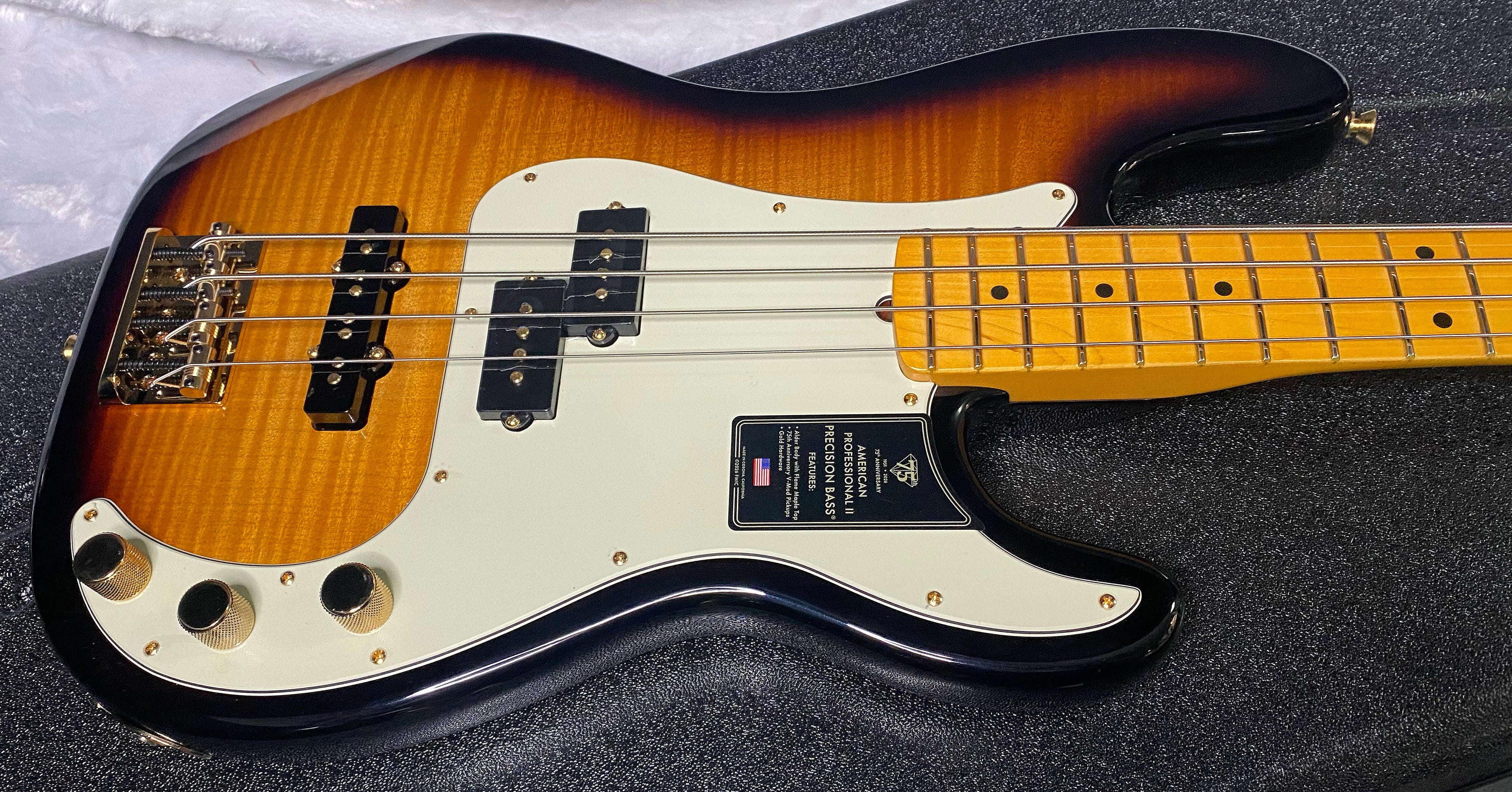 NEW! Fender 75th Anniversary American Professional PJ Bass - 2-Color Sunburst - Flame Top - 9.3lbs - Authorized Dealer - G06680