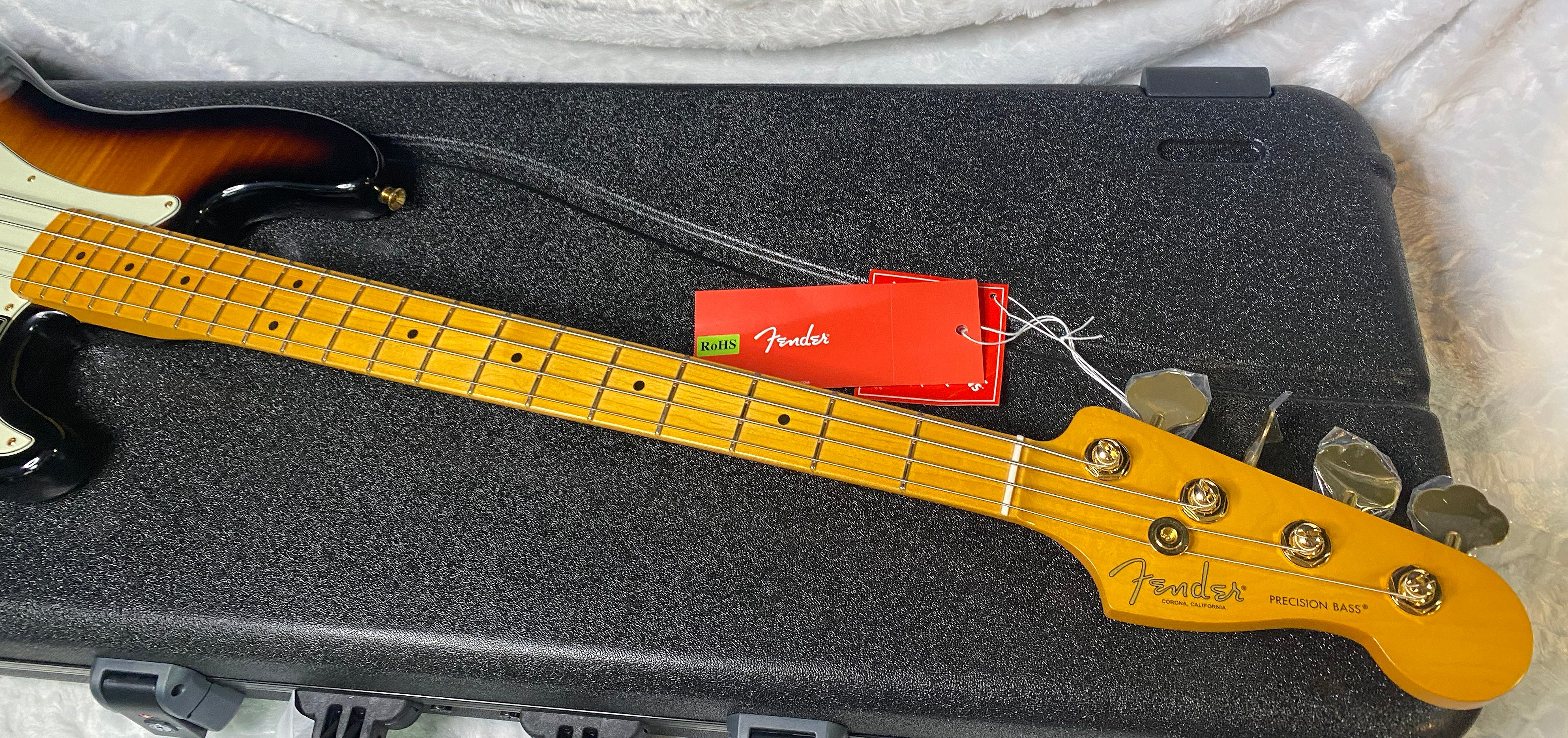 NEW! Fender 75th Anniversary American Professional PJ Bass - 2-Color Sunburst - Flame Top - 9.3lbs - Authorized Dealer - G06680