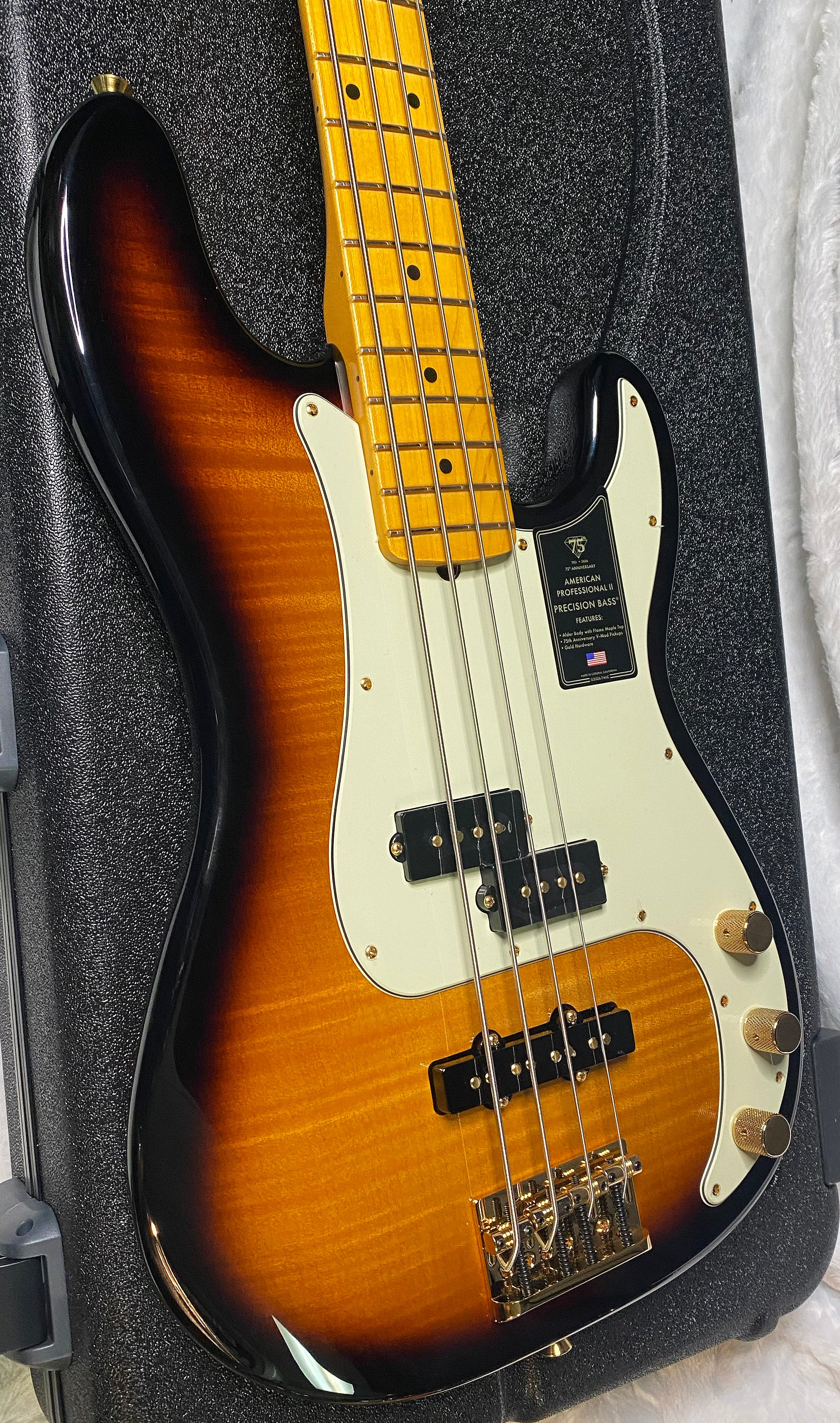 NEW! Fender 75th Anniversary American Professional PJ Bass - 2-Color Sunburst - Flame Top - 9.3lbs - Authorized Dealer - G06680