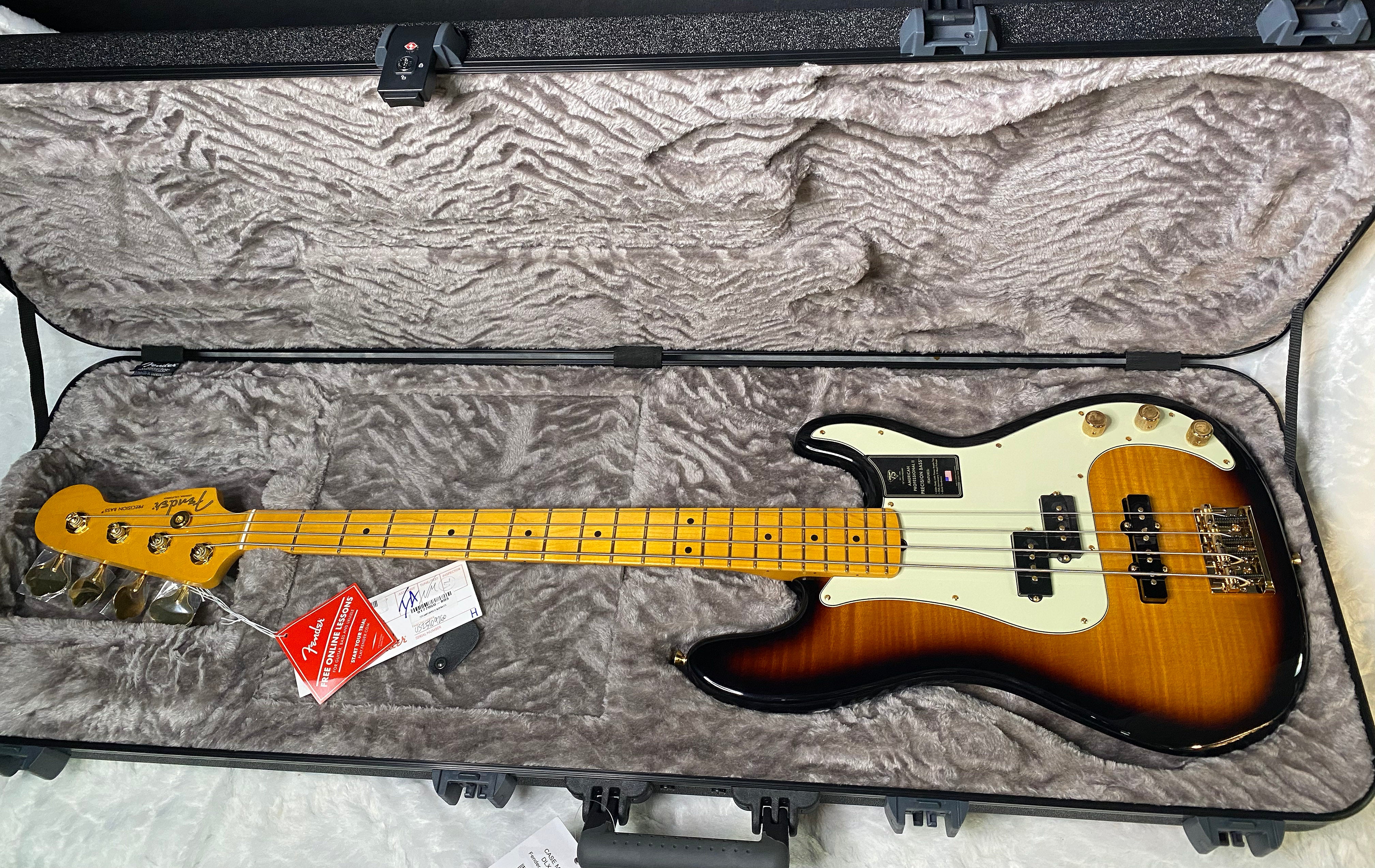 NEW! Fender 75th Anniversary American Professional PJ Bass - 2-Color Sunburst - Flame Top - 9.3lbs - Authorized Dealer - G06680