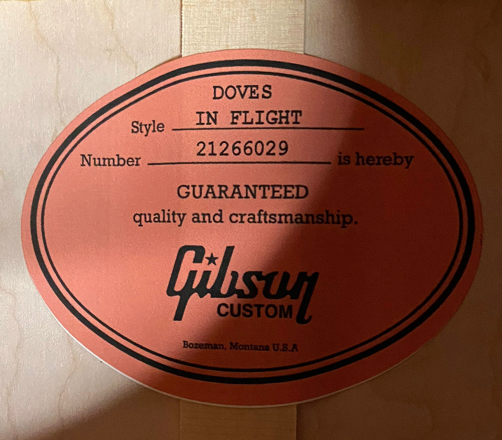 NEW! Gibson Custom Shop Dove - Doves In Flight - Authorized Dealer - 4.85 lbs - G07410