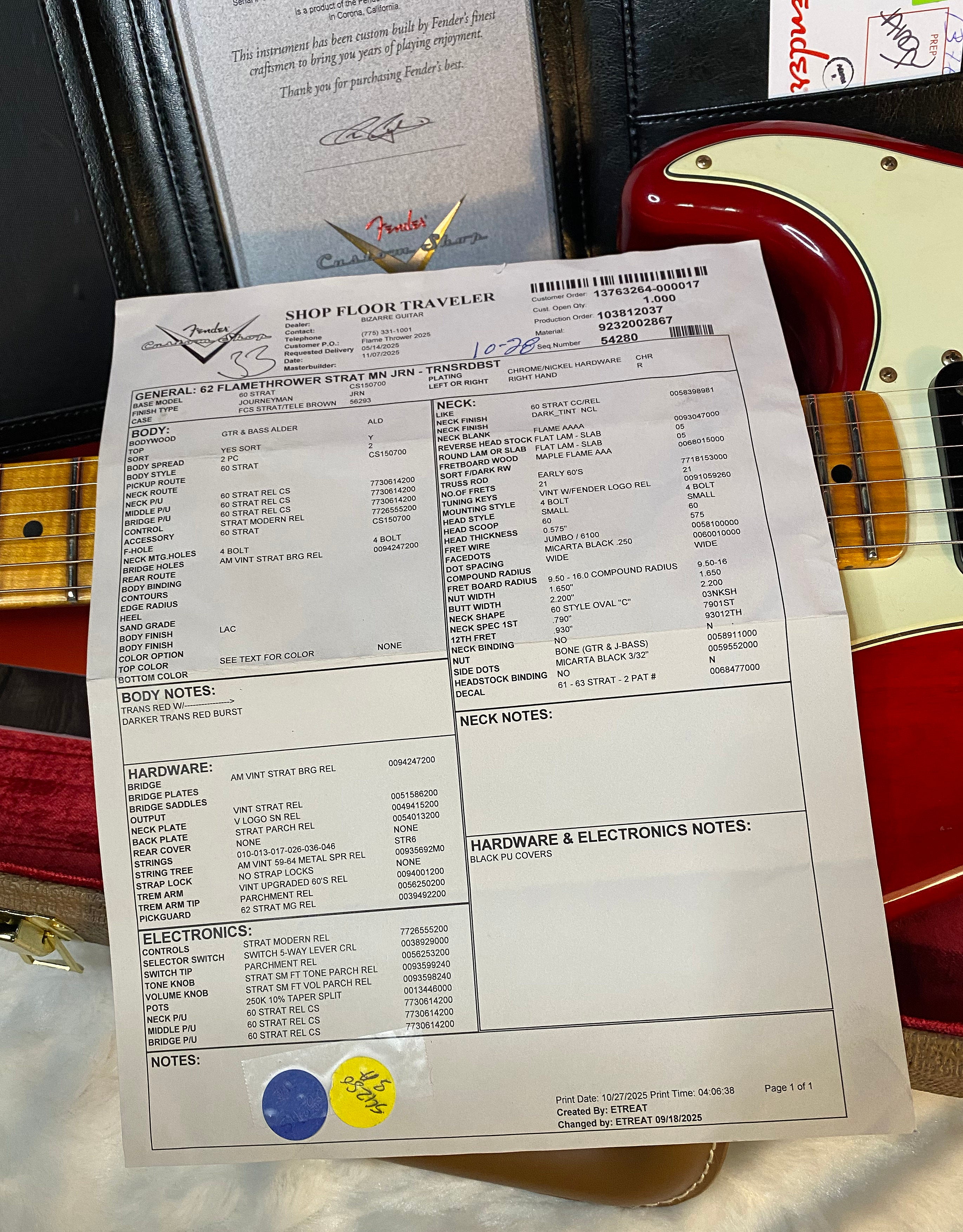 NEW Fender Custom Shop ' 62 Stratocaster Bizarre Guitar Exclusive Flamethrower - Journeyman Relic - Super Limited Edition - Transparent Red Burst - AAAA Flamed Maple Neck - 7.9 lbs - Authorized Dealer - G05945