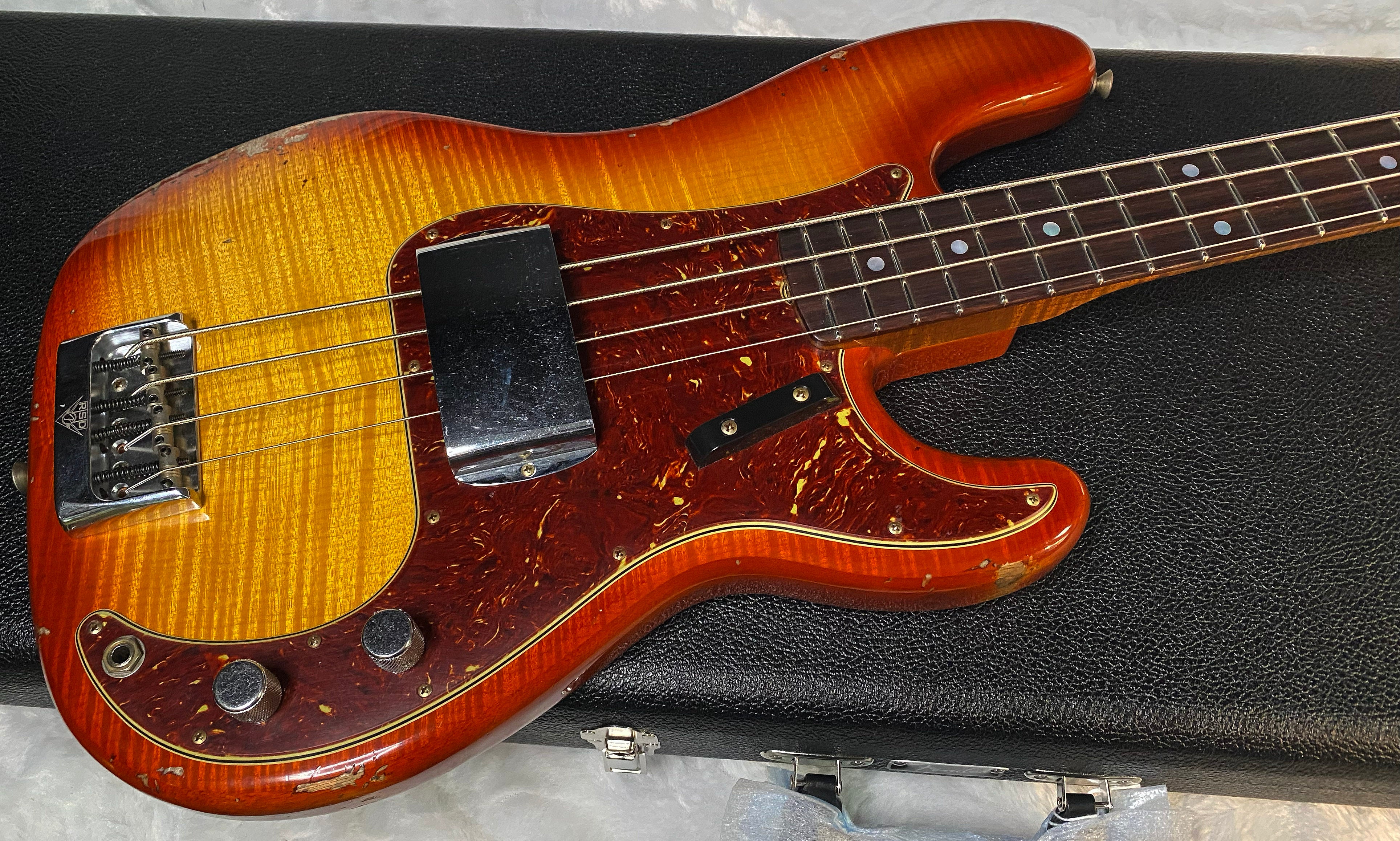 NEW! Fender Artisan Flame Maple Top Precision Bass Relic - Custom Shop - Aged Cherry Sunburst - Absolutely Beautiful - Flamed Roasted Maple Neck - Authorized Dealer - 9.3lbs - G06781
