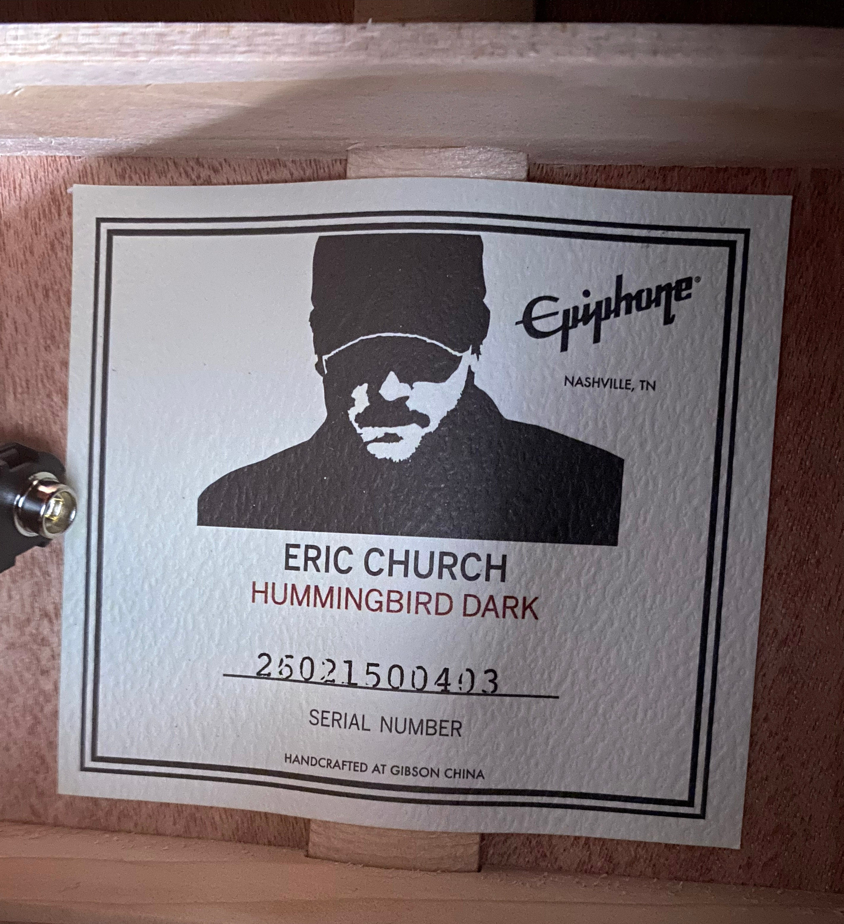 NEW! Epiphone Eric Church Hummingbird Dark Acoustic-Electric Guitar - Cobra Burst - Authorized Dealer - G07333