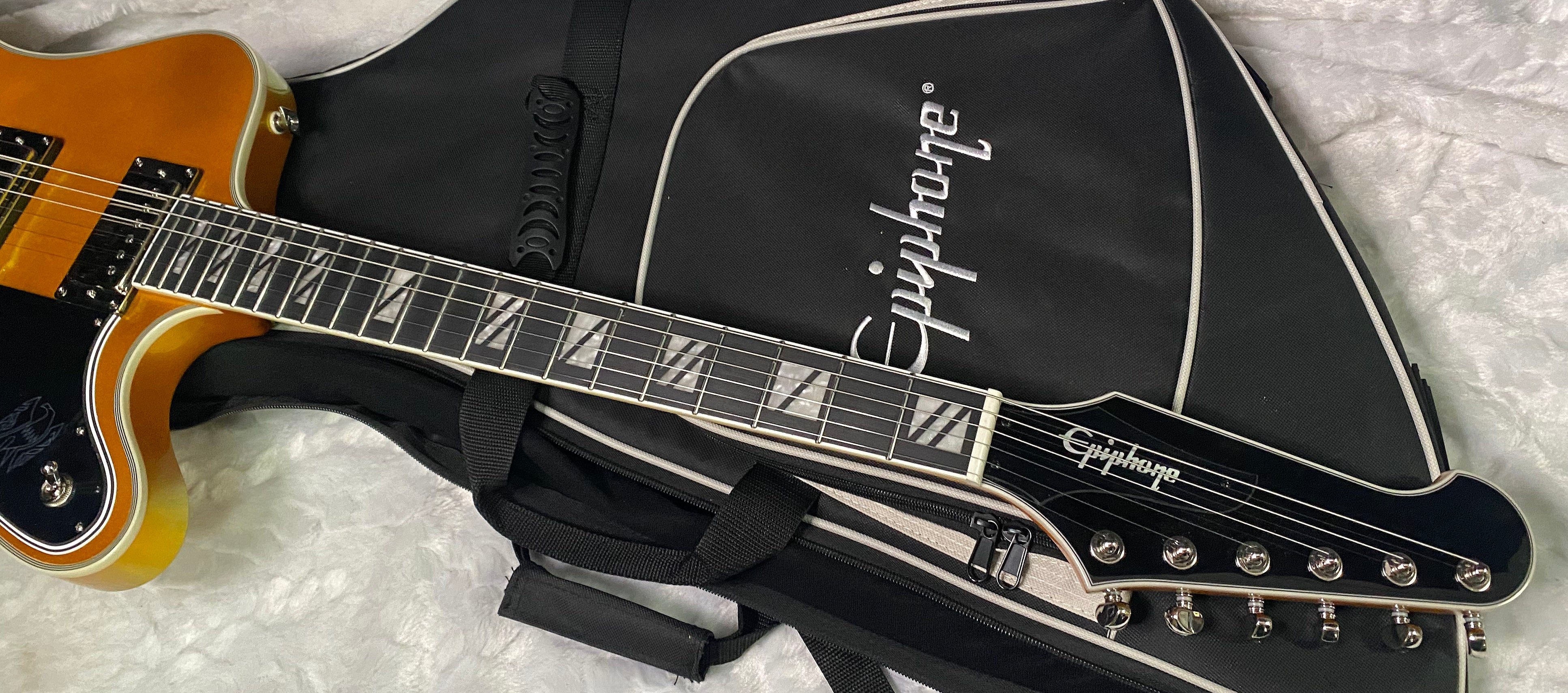 NEW! Epiphone Futura Firebird Custom - Firestorm Shift Finish - Deluxe Gig Bag - 8.2lbs - Authorized Dealer - G07326