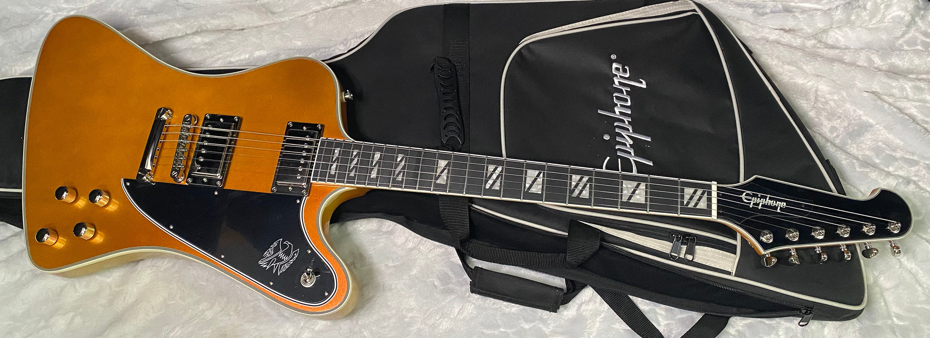 NEW! Epiphone Futura Firebird Custom - Firestorm Shift Finish - Deluxe Gig Bag - 8.2lbs - Authorized Dealer - G07326