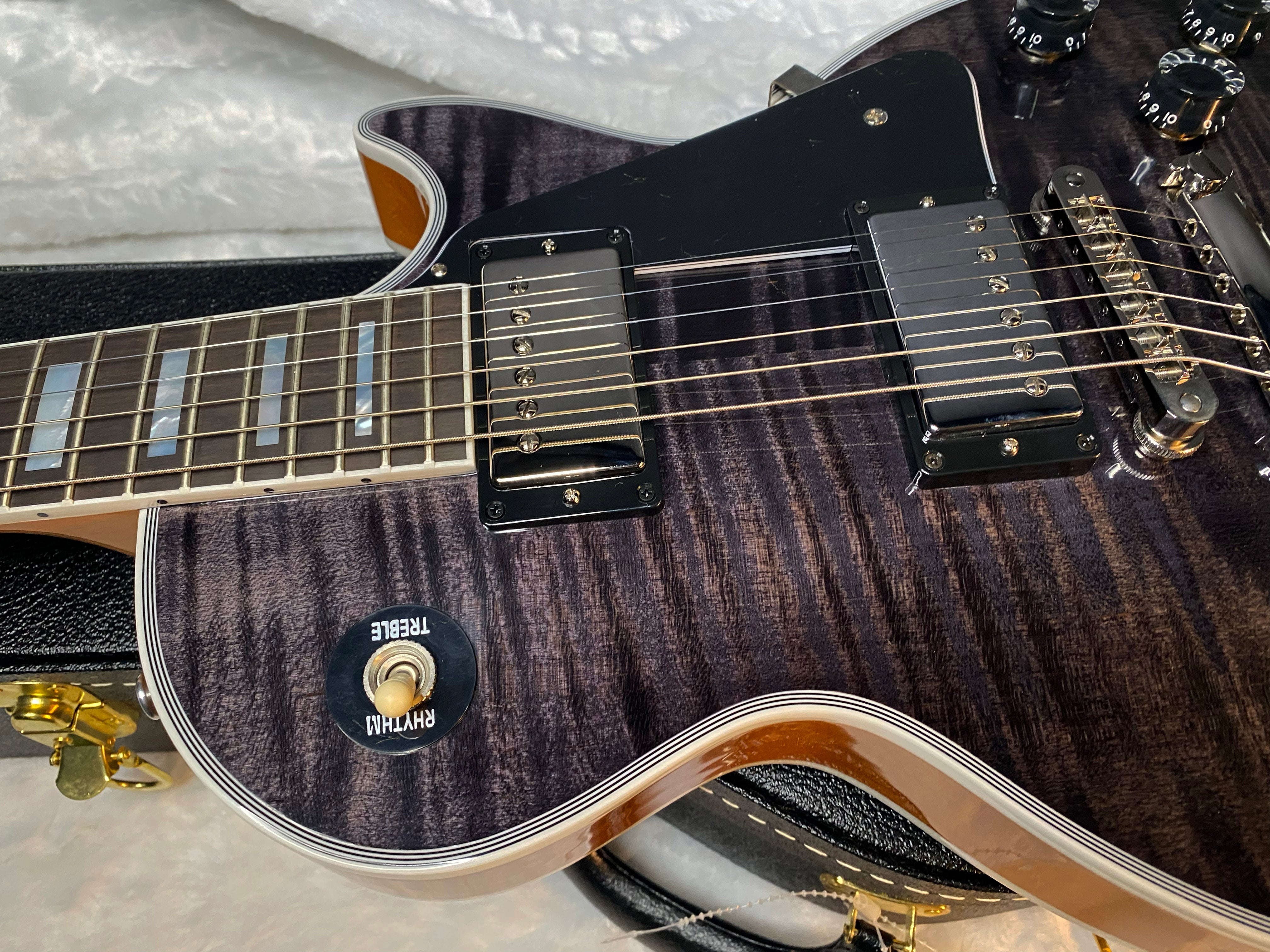 NEW! Gibson Dealer Select Custom Shop Les Paul Custom AAA Figured Flame Top - Transparent Black / Natural Back - Authorized Dealer - WOW! WOW! WOW! 8.9 lbs - G05989