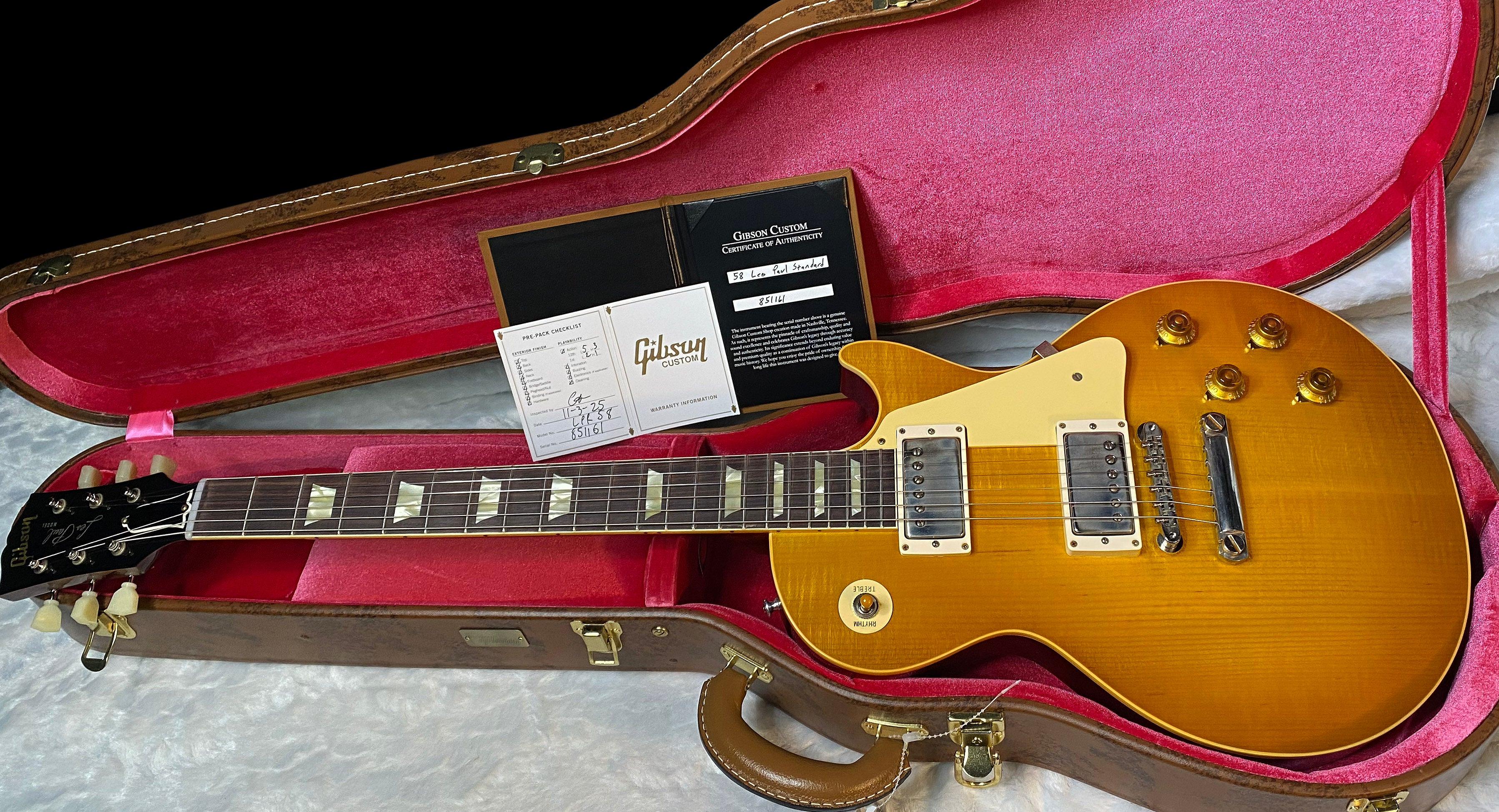 NEW ! Gibson Custom Shop '58 Les Paul Standard 1958 - Lemon Burst VOS - Nice Flame Top - Authorized Dealer -8.9lbs - G05997
