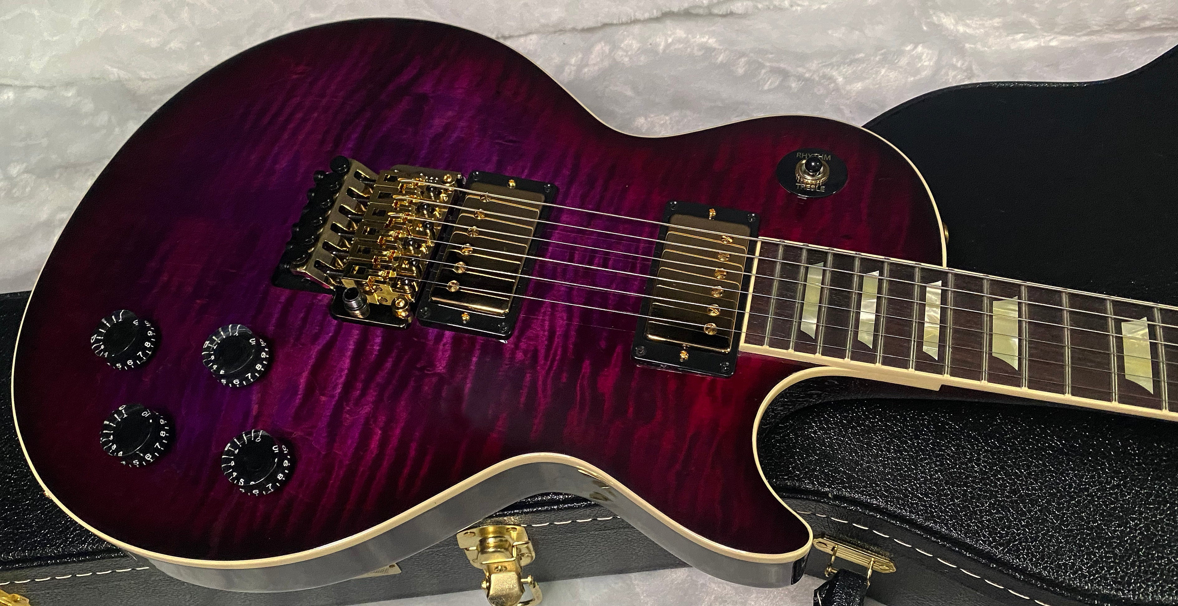 NEW! Gibson Custom Les Paul Axcess Standard Figured Top Floyd Rose Electric Guitar - Greatest Hits II - Authorized Dealer - Tri-Berry Burst - WOW! 8.5lbs - G07453