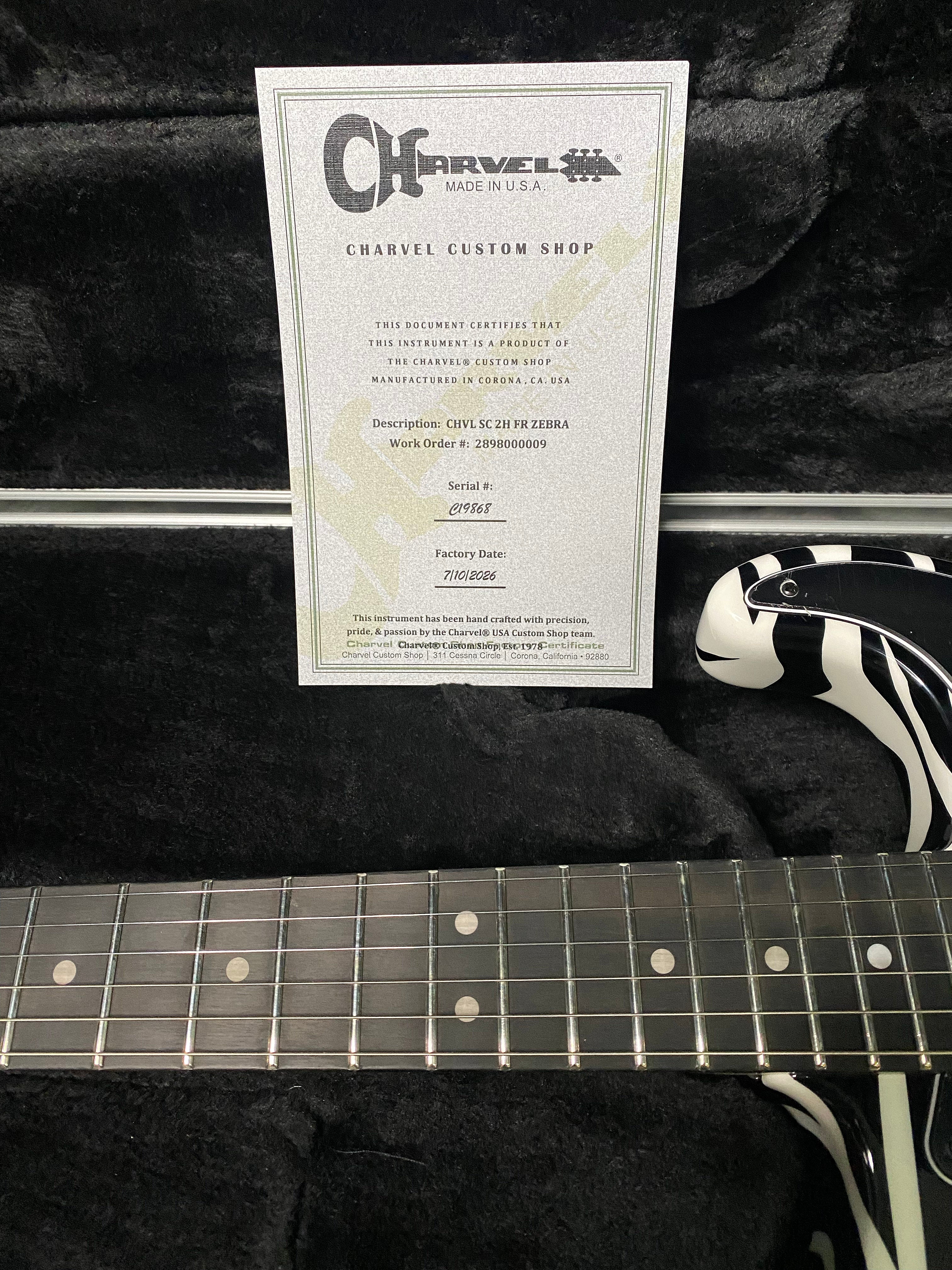 NEW ! Charvel USA Custom Shop Special Edition SO Ca - Hand Painted Zebra Graphic Finish by Dan Lawrence - 8.8lbs - Authorized Dealer - G07459