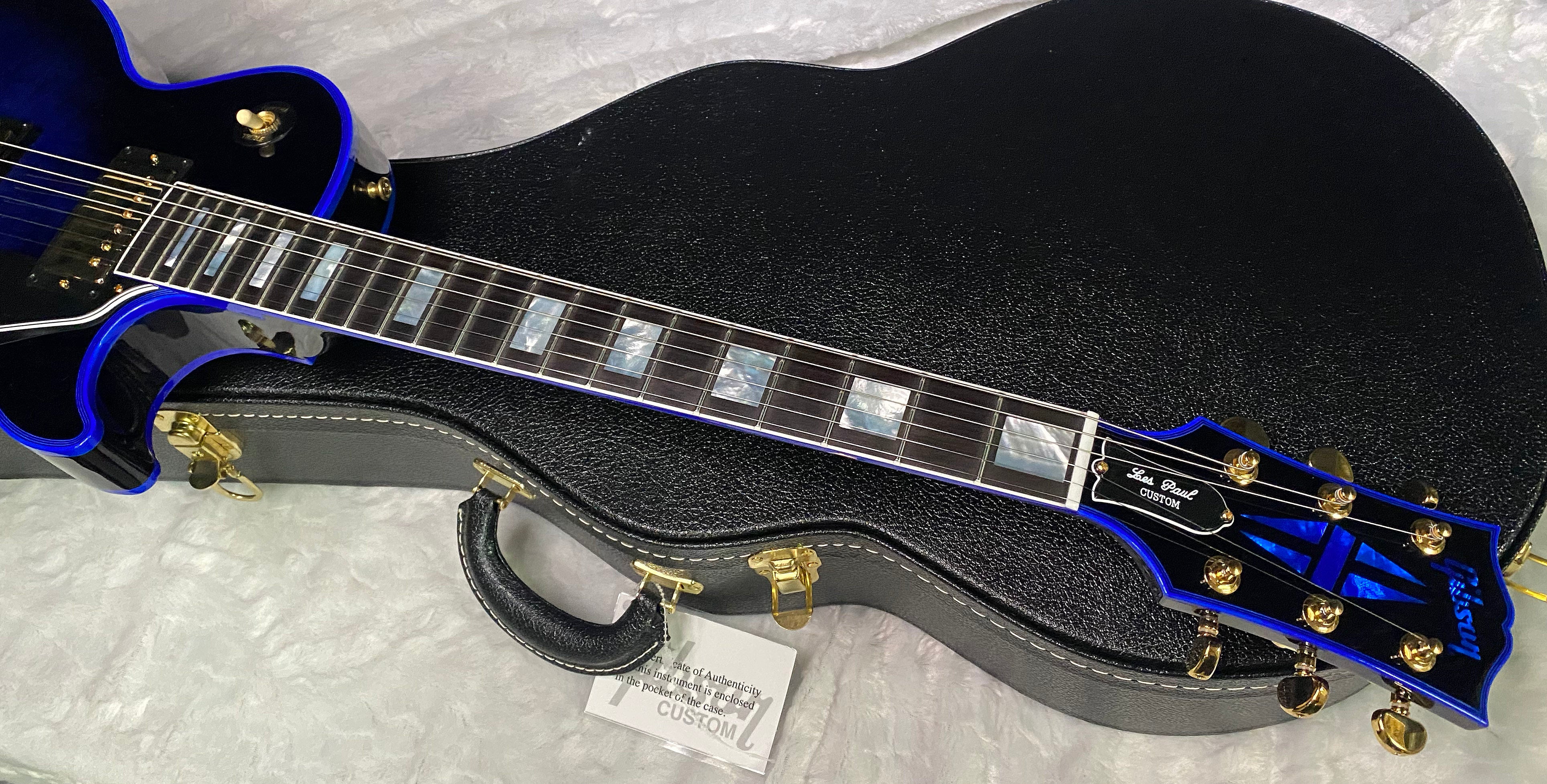 NEW! Gibson Dealer Select Custom Shop Les Paul Custom Blue Widow AAA Figured Flame Top - Authorized Dealer - 10.2lbs - G07460