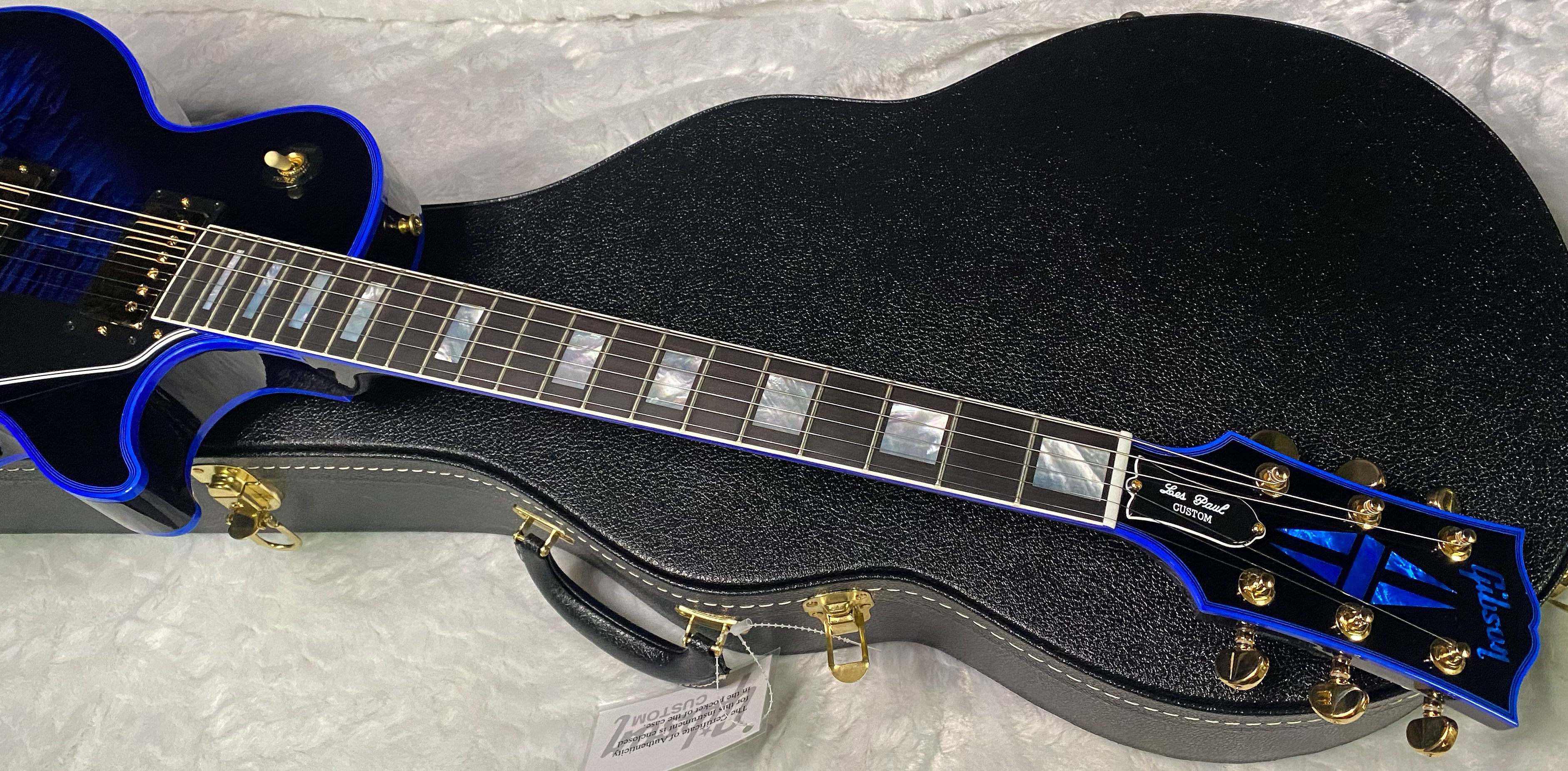 NEW! Gibson Dealer Select Custom Shop Les Paul Custom Blue Widow AAA Figured Flame Top - Authorized Dealer - 9.7 lbs - G07454