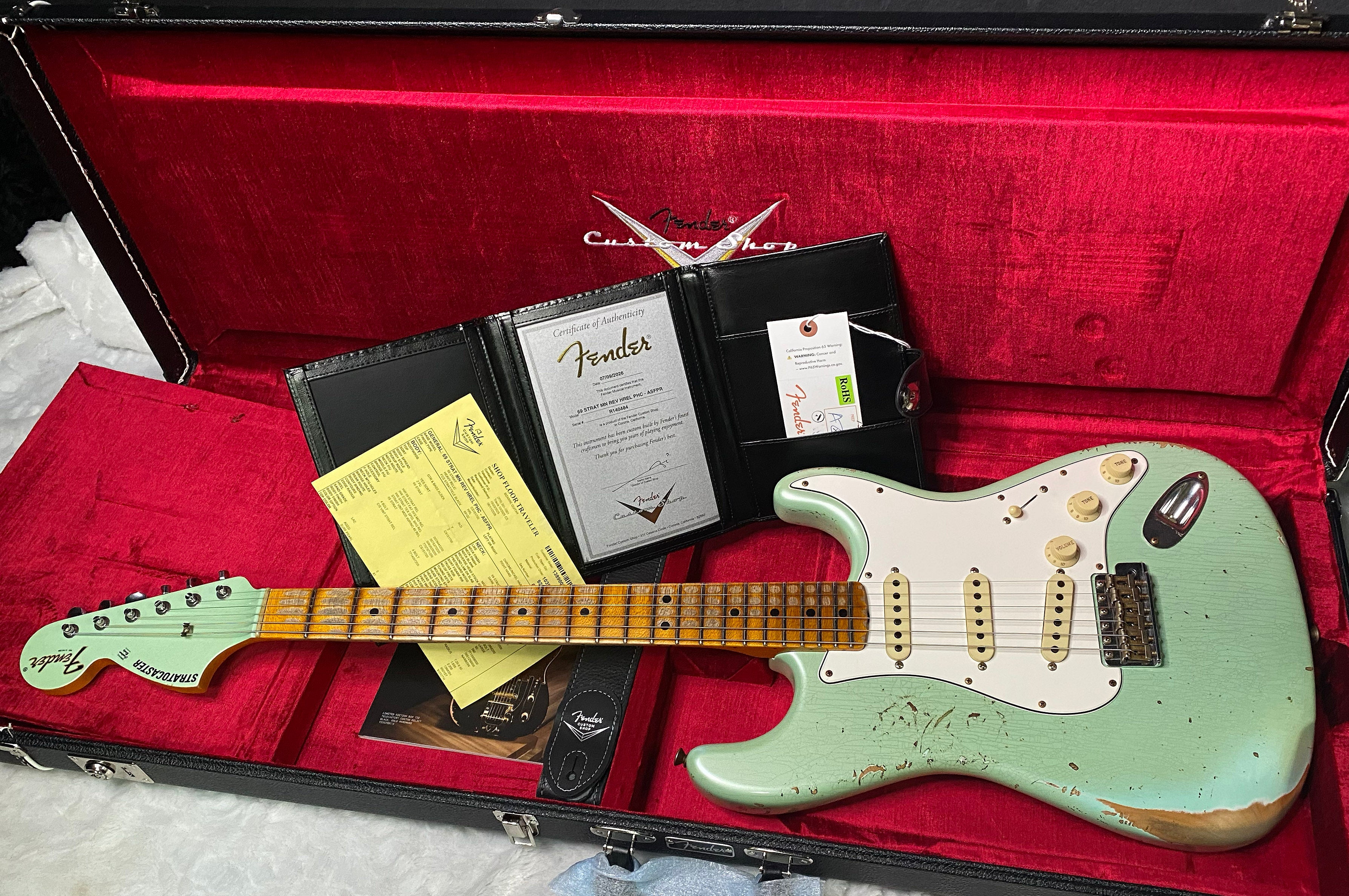 NEW! Fender Custom Shop Special Run '69 Stratocaster Heavy Relic - Handwound P/U's - Aged Surf Green Pearl - Reverse Headstock - 7.65lbs - Authorized Dealer - SUPER RARE! G07476