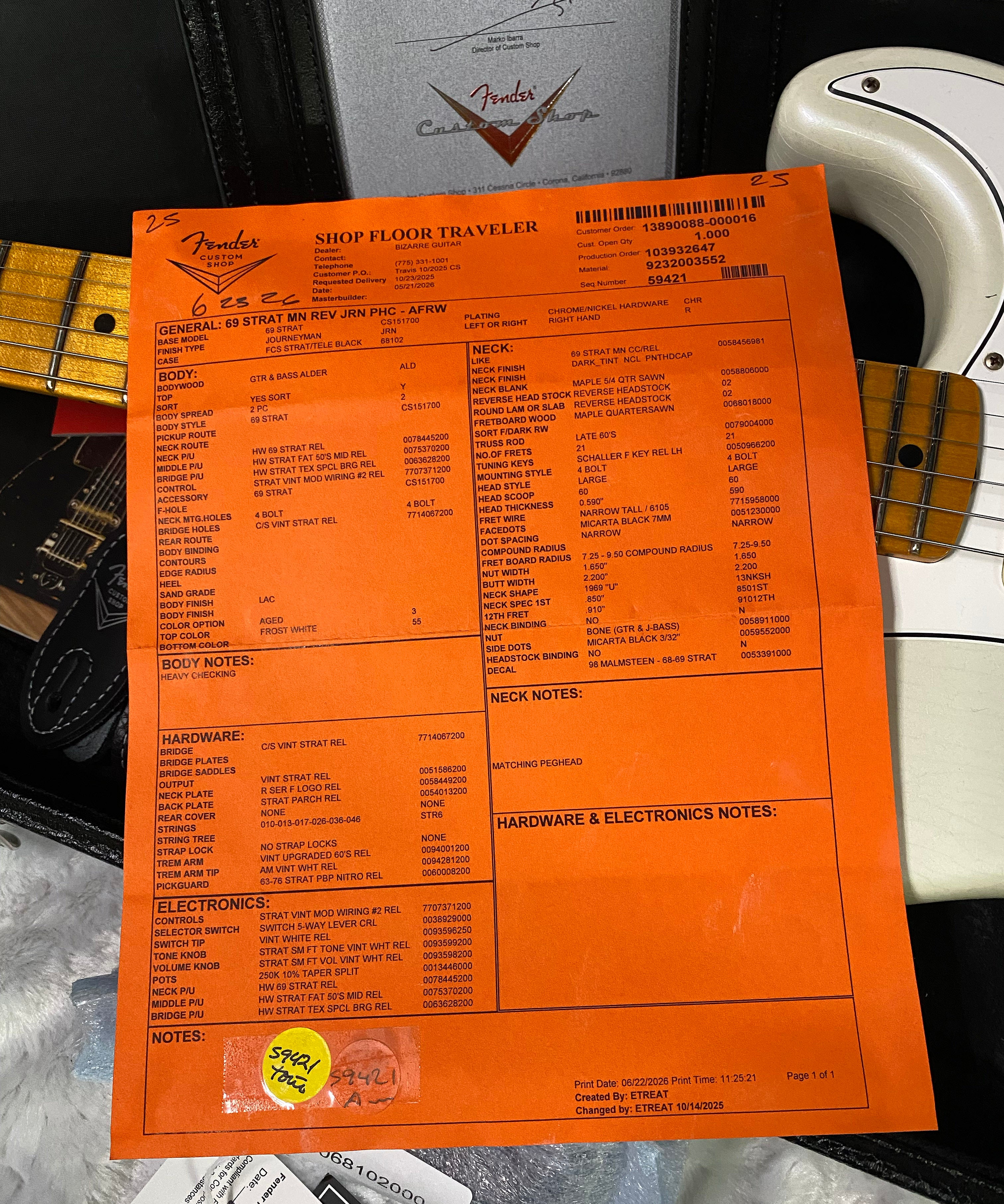 NEW! Fender Custom Shop Special Run '69 Stratocaster Journeyman Relic - Handwound P/U's - Aged Frost White Pearl - Reverse Headstock - 8lbs - Authorized Dealer - SUPER RARE! G07472