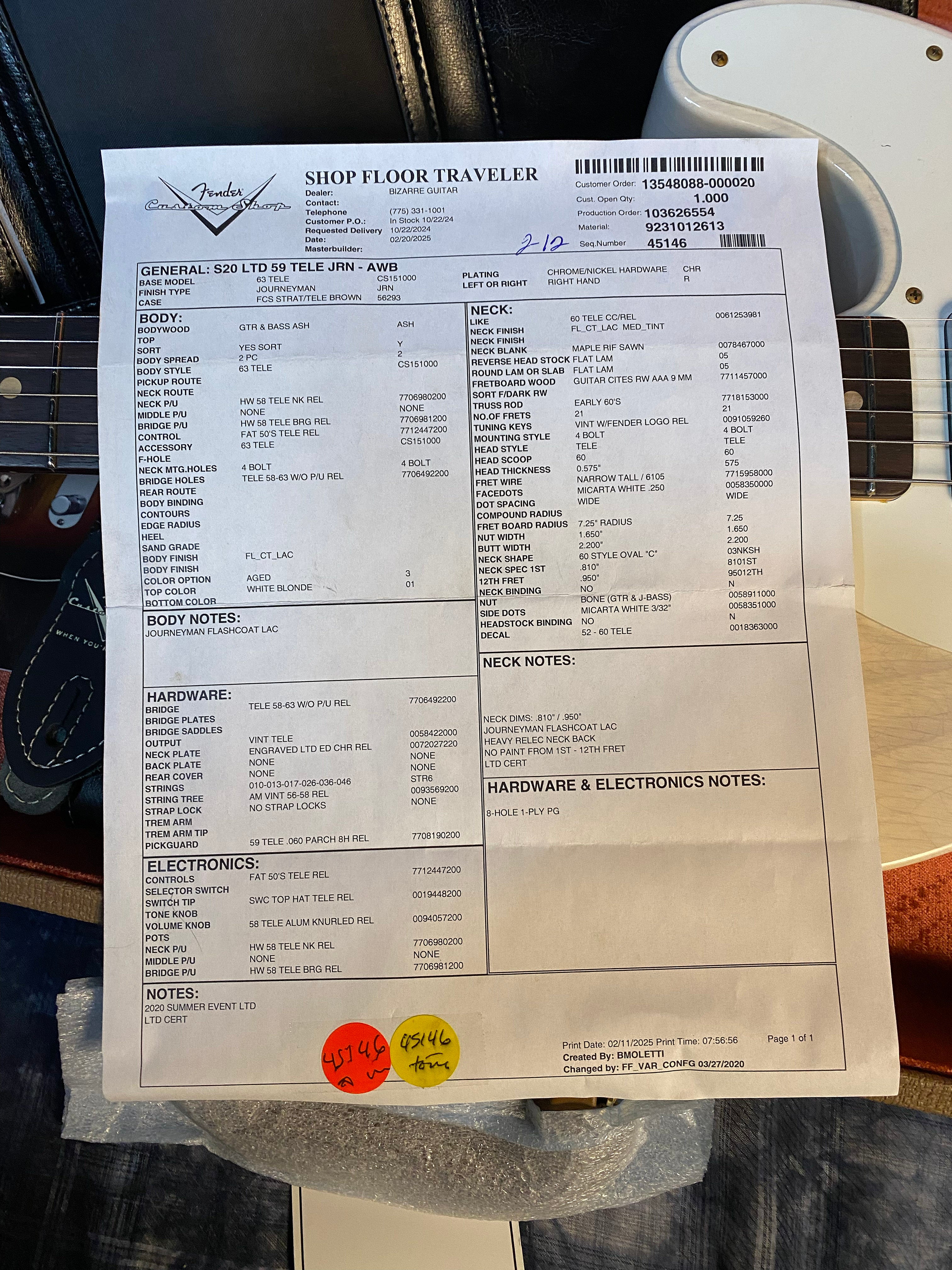 NEW ! 2025 Fender Custom Shop 1959 Limited Edition Telecaster Journeyman Relic - Aged White Blonde - Authorized Dealer - RARE - Only 7.1 lbs