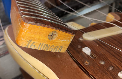 1966 Fender Mustang - Heavily Modded - Original Hardshell Case - Olympic White - Sanded Top & Back - COOL Vintage Guitar!