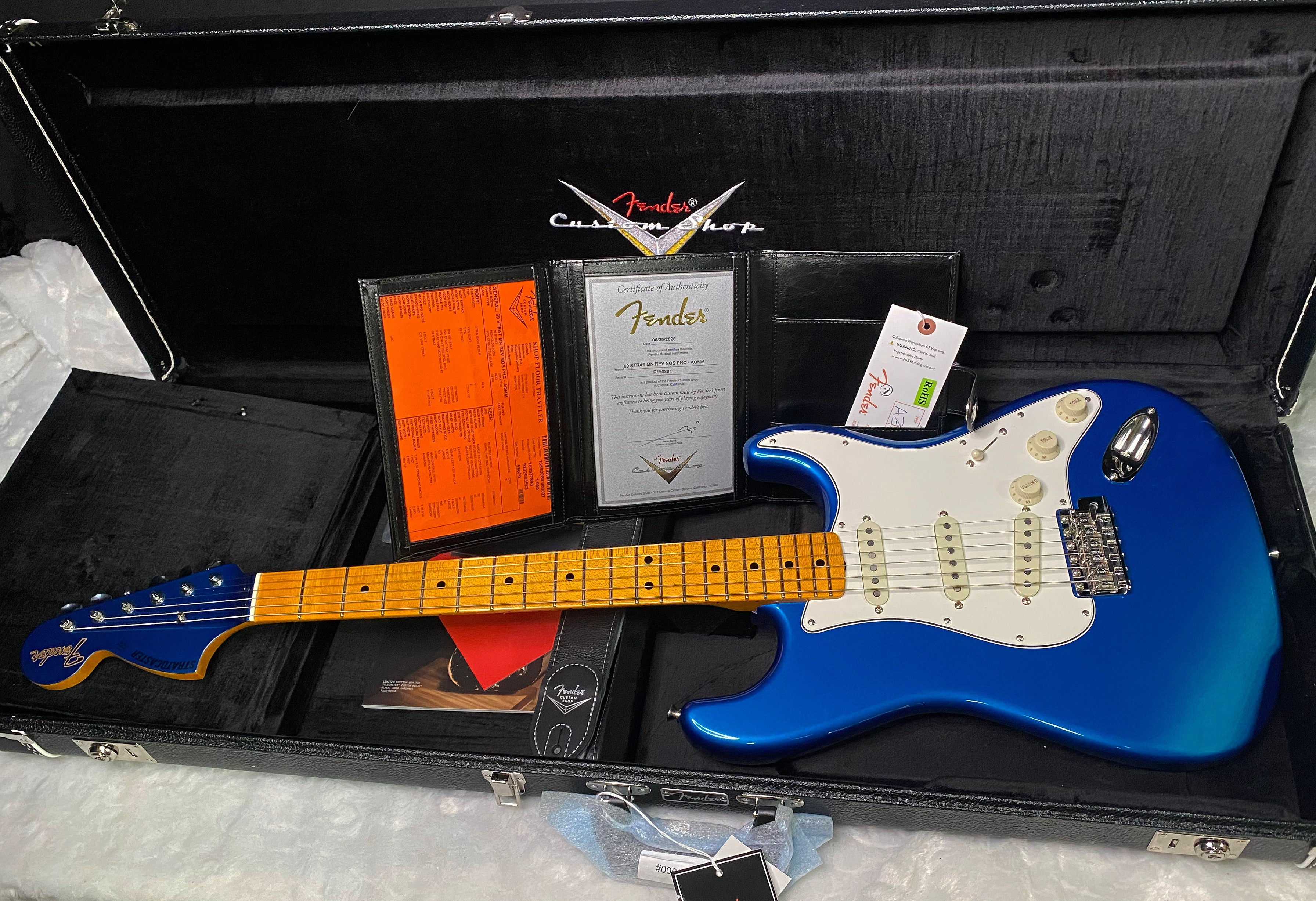 NEW! Fender Custom Shop Special Run '69 Stratocaster NOS Gloss Finish - Handwound P/U's - Aquamarine Metallic - Reverse Matching Headstock - 8.2 lbs - Authorized Dealer - SUPER RARE! G07473