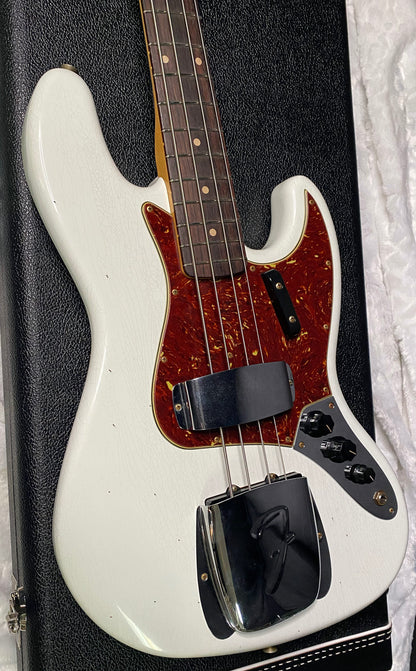 NEW! Fender Custom Shop 64 Jazz Bass Relic - Olympic White Finish - Only 9 lbs - Authorized Dealer - G07480