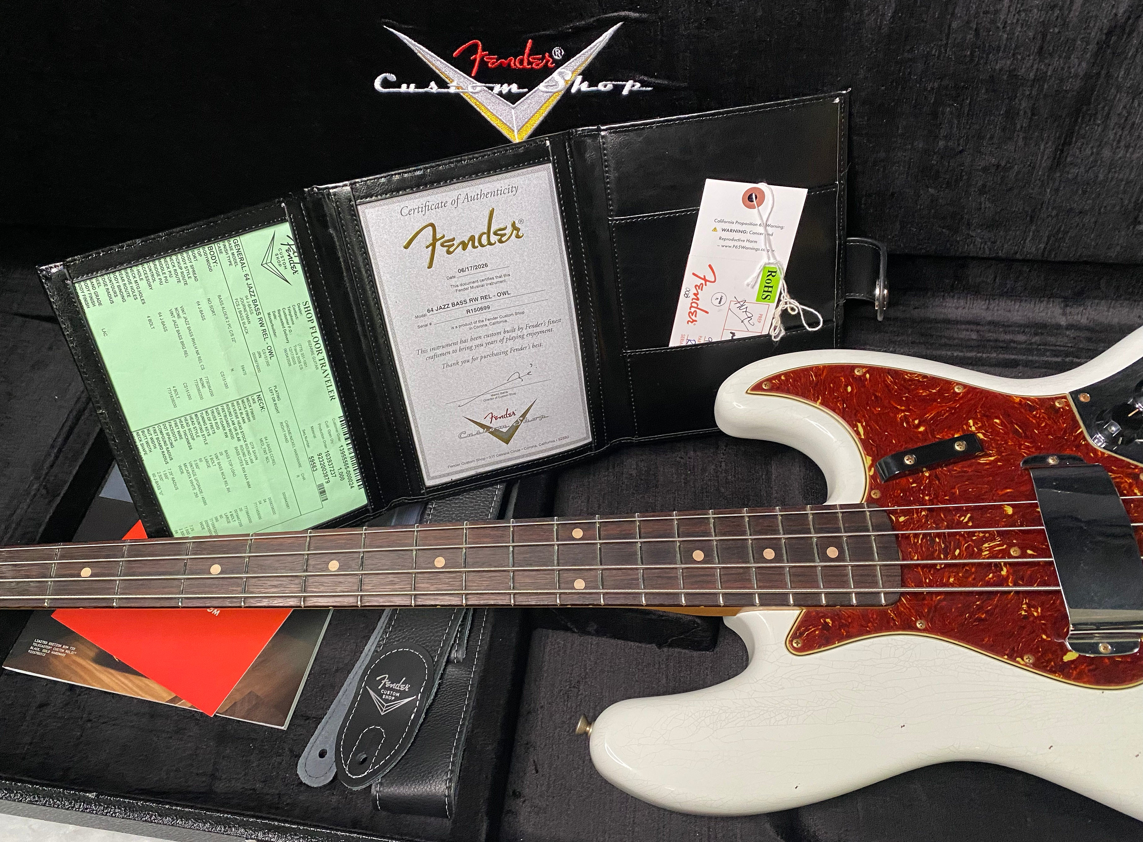 NEW! Fender Custom Shop 64 Jazz Bass Relic - Olympic White Finish - Only 9 lbs - Authorized Dealer - G07480