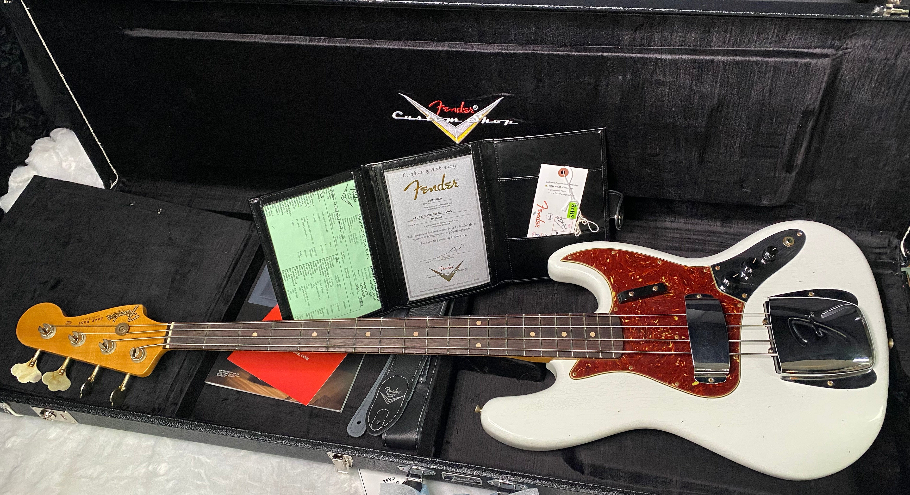 NEW! Fender Custom Shop 64 Jazz Bass Relic - Olympic White Finish - Only 9 lbs - Authorized Dealer - G07480