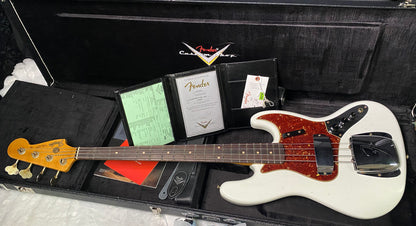 NEW! Fender Custom Shop 64 Jazz Bass Relic - Olympic White Finish - Only 9 lbs - Authorized Dealer - G07480