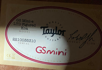 NEW! Taylor GS Mini-e LTD AAA Figured Koa - Natural - Authorized Dealer - Absolutely Beautiful! 3.8lbs - Gig Bag - Authorized Dealer - G06041
