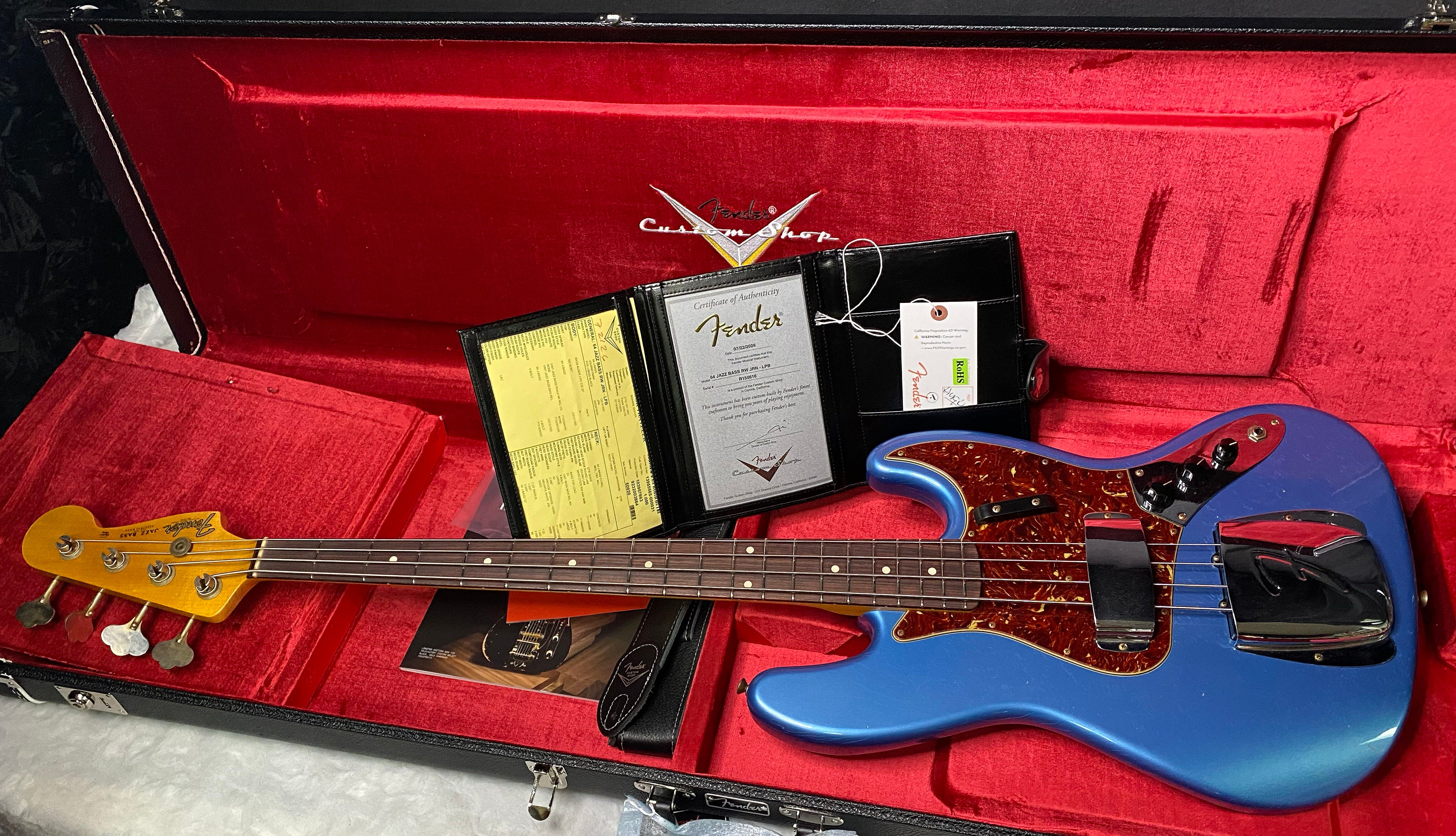 NEW! Fender Custom Shop 64 Jazz Bass Relic - Lake Placid Blue Finish - 9.4 lbs - Authorized Dealer - G07507