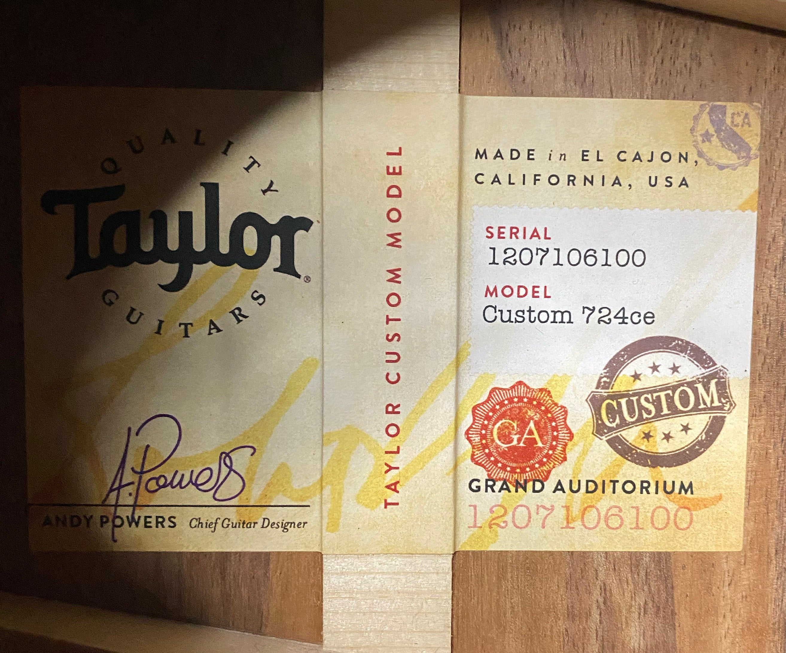 NEW! Taylor Custom 724ce Acoustic-Electric Guitar - Natural Gloss - AAAAA Hand Picked Koa - 4.7lbs - WOW! Authorized Dealer - G07514