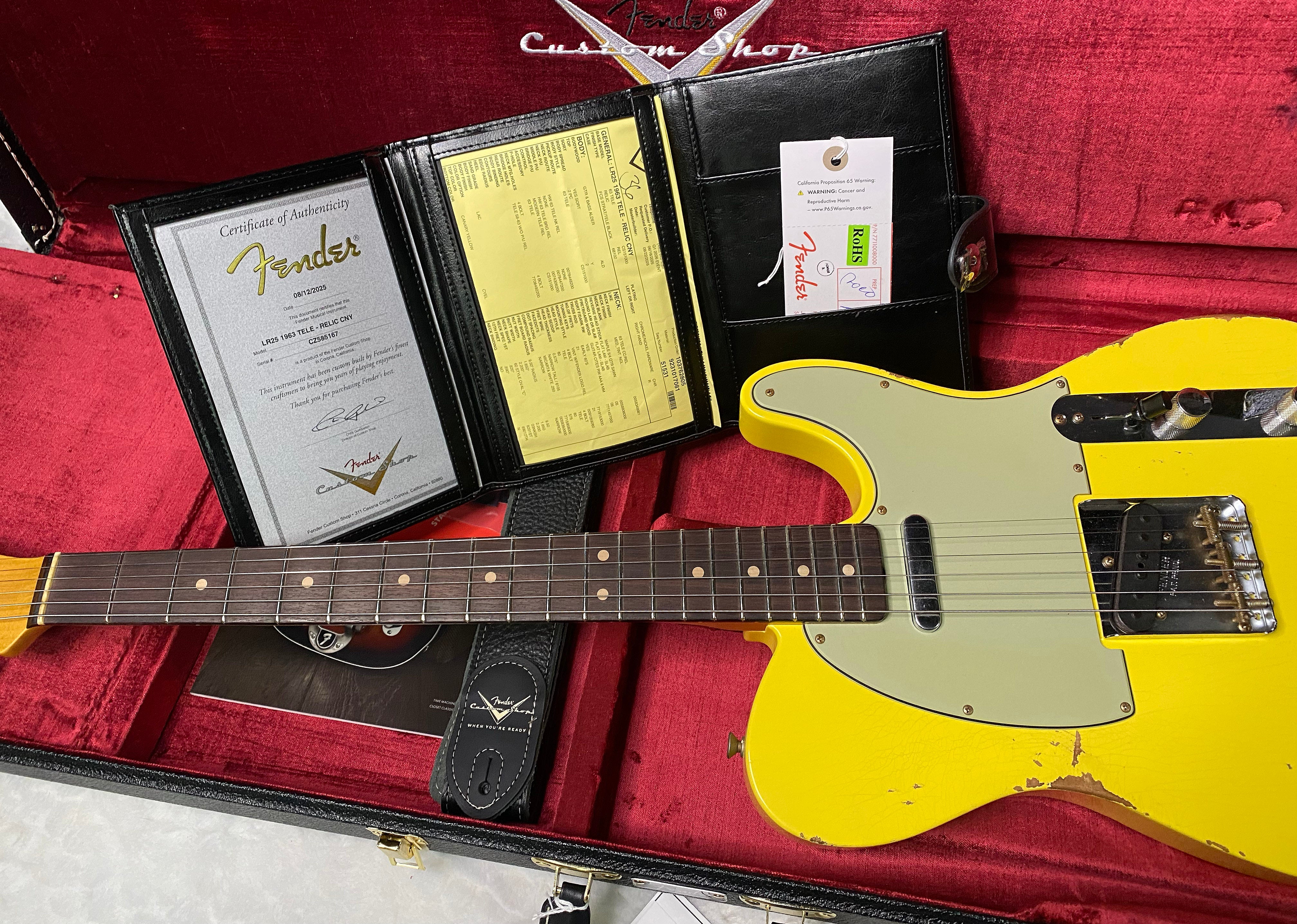 NEW! Fender '63 Relic Limited Edition Telecaster - Handwound PU's - Custom Shop - Authorized Dealer - Canary Yellow - 7.25lbs - G06490