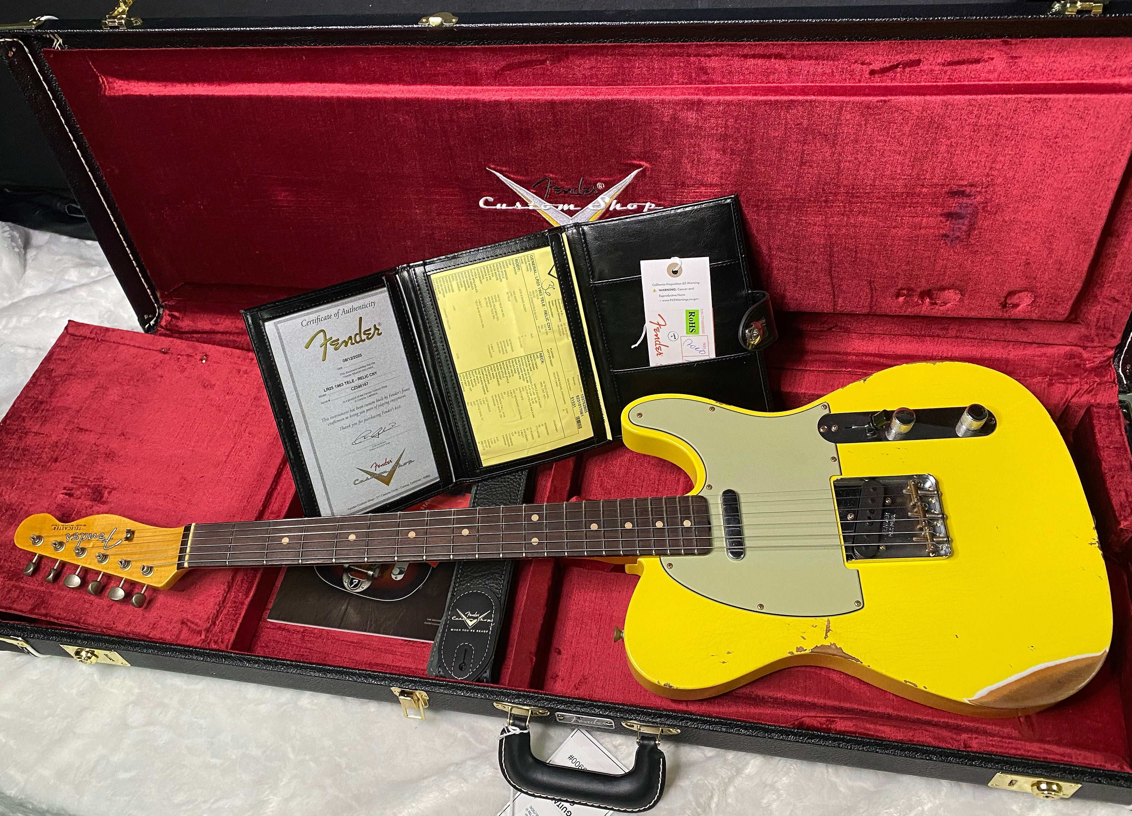 NEW! Fender '63 Relic Limited Edition Telecaster - Handwound PU's - Custom Shop - Authorized Dealer - Canary Yellow - 7.25lbs - G06490