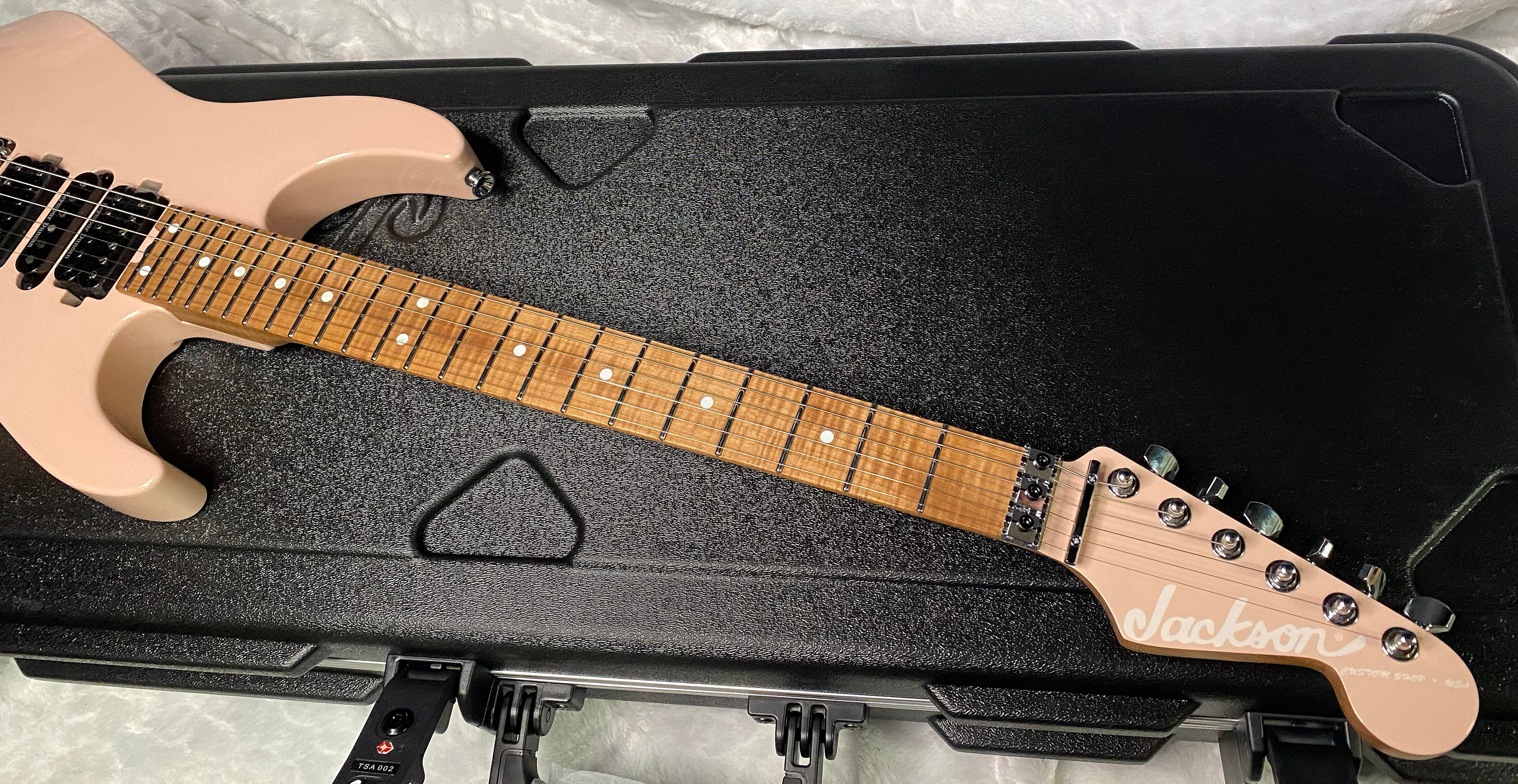 NEW ! Jackson Custom Shop Dinky HSH - Roasted Maple Neck & Fretboard - DK - Shell Pink - Authorized Dealer - 8.1 lbs - G06854