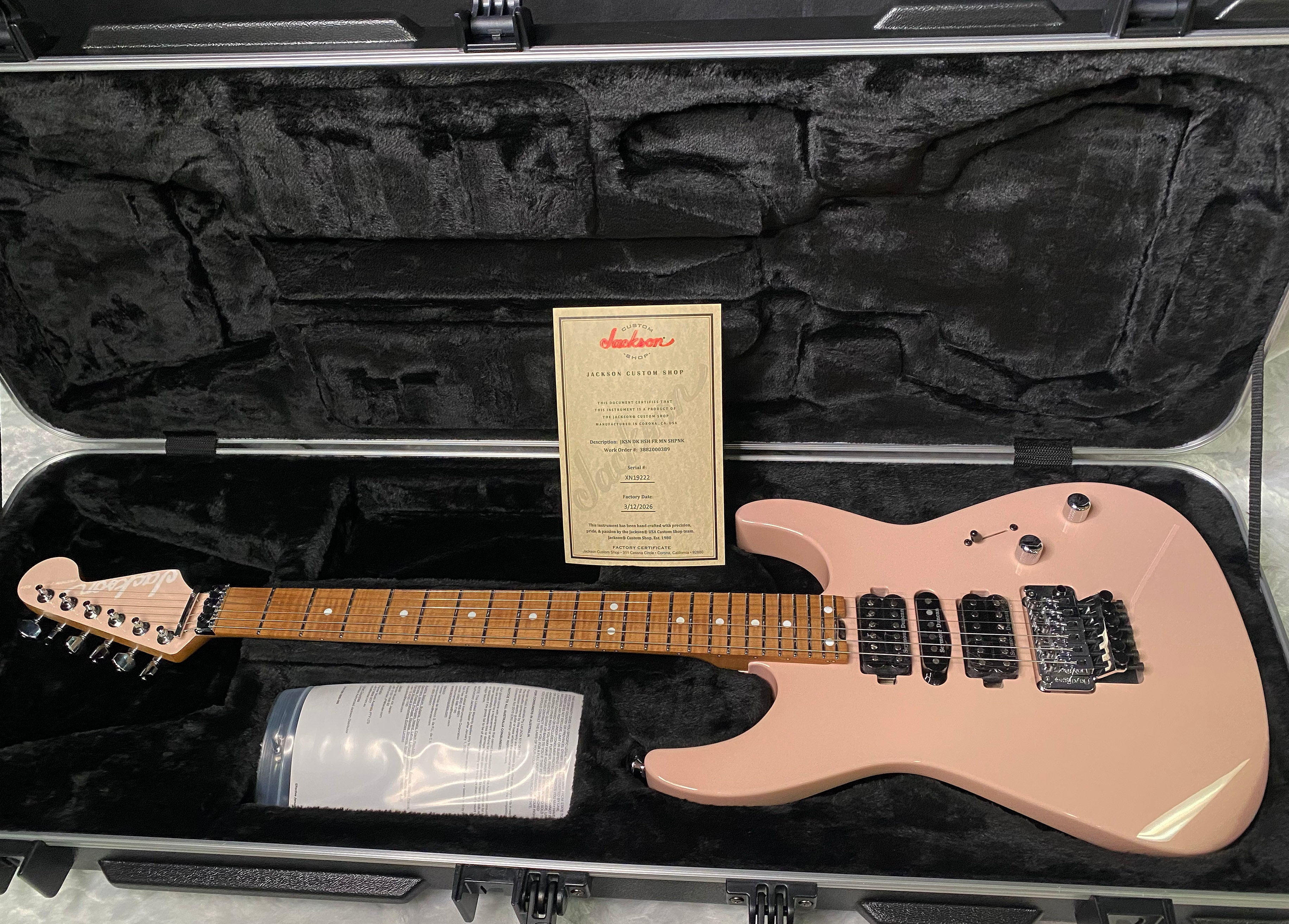 NEW ! Jackson Custom Shop Dinky HSH - Roasted Maple Neck & Fretboard - DK - Shell Pink - Authorized Dealer - 8.1 lbs - G06854