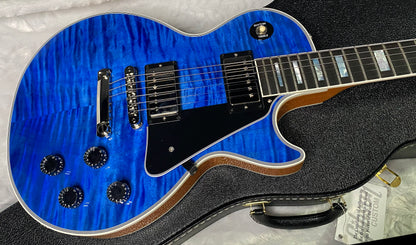 NEW! Gibson Dealer Select Custom Shop Les Paul Custom AAA Figured Flame Top - Transparent Blue / Natural Back - Authorized Dealer - WOW! 8.8 lbs - G06807