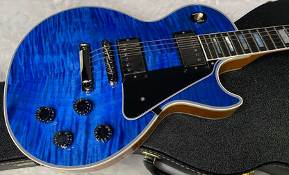 NEW! Gibson Dealer Select Custom Shop Les Paul Custom AAA Figured Flame Top - Transparent Blue / Natural Back - Authorized Dealer - WOW! 8.8 lbs - G06807