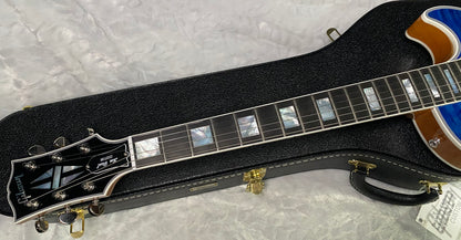 NEW! Gibson Dealer Select Custom Shop Les Paul Custom AAA Figured Flame Top - Transparent Blue / Natural Back - Authorized Dealer - WOW! 8.8 lbs - G06807