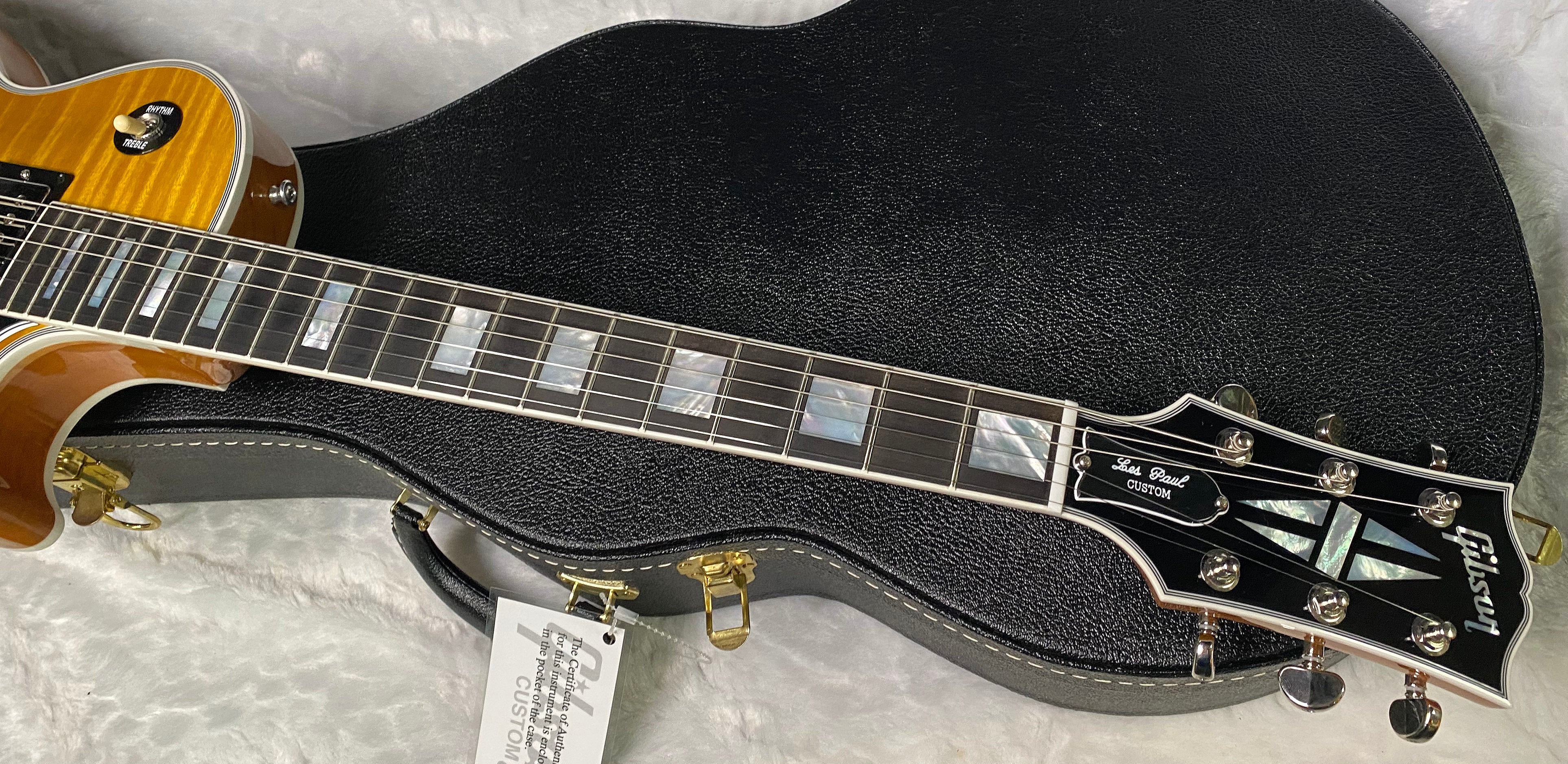 NEW! Gibson Dealer Select Custom Shop Les Paul Custom AAA Figured Flame Top - Lemon Burst / Natural Back - Authorized Dealer - 9lbs - G06814