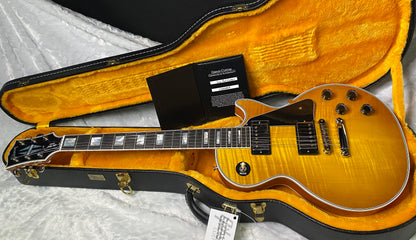 NEW! Gibson Dealer Select Custom Shop Les Paul Custom AAA Figured Flame Top - Lemon Burst / Natural Back - Authorized Dealer - 9lbs - G06814